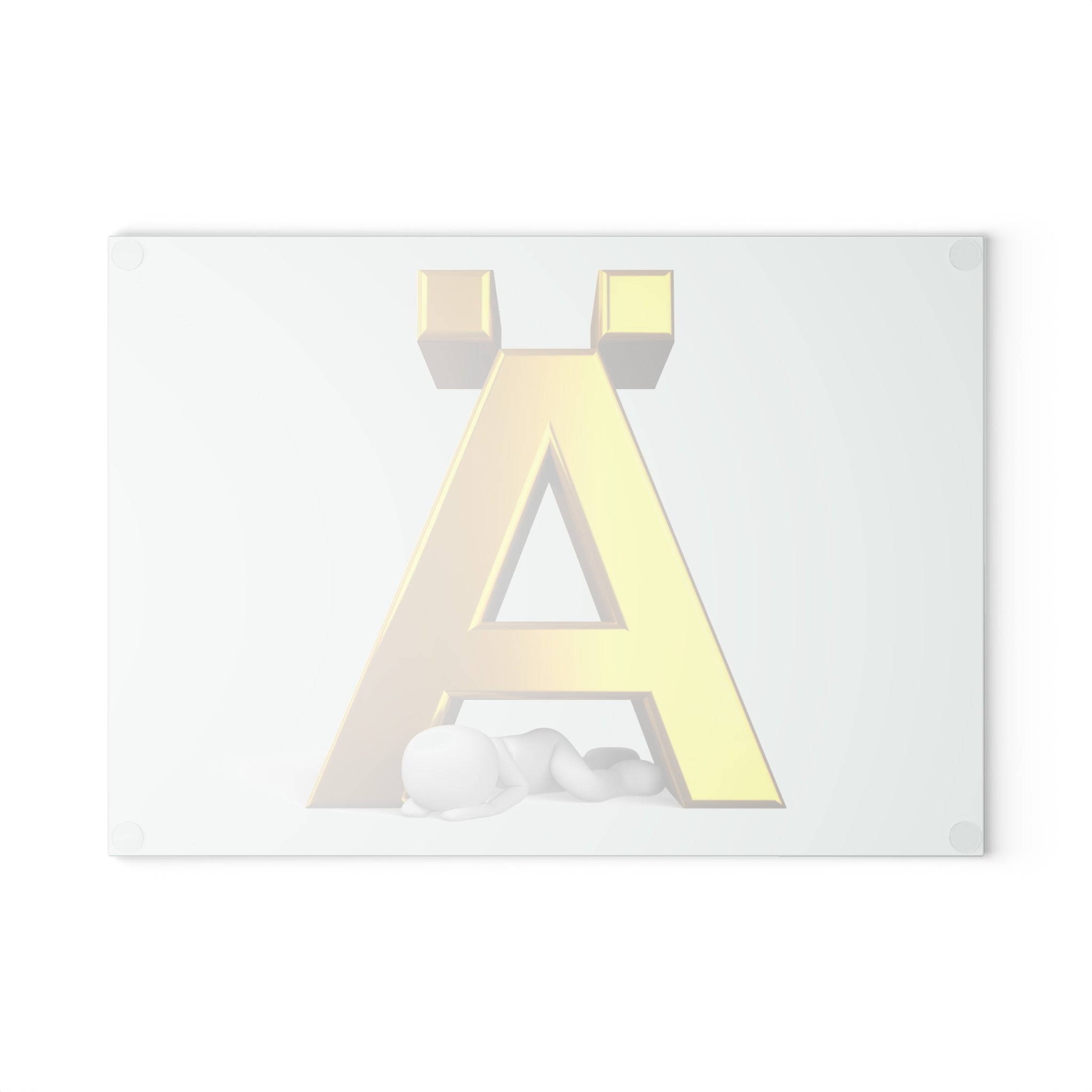 Gold Letter Ä glass cutting board | Monogram initial kitchen decor