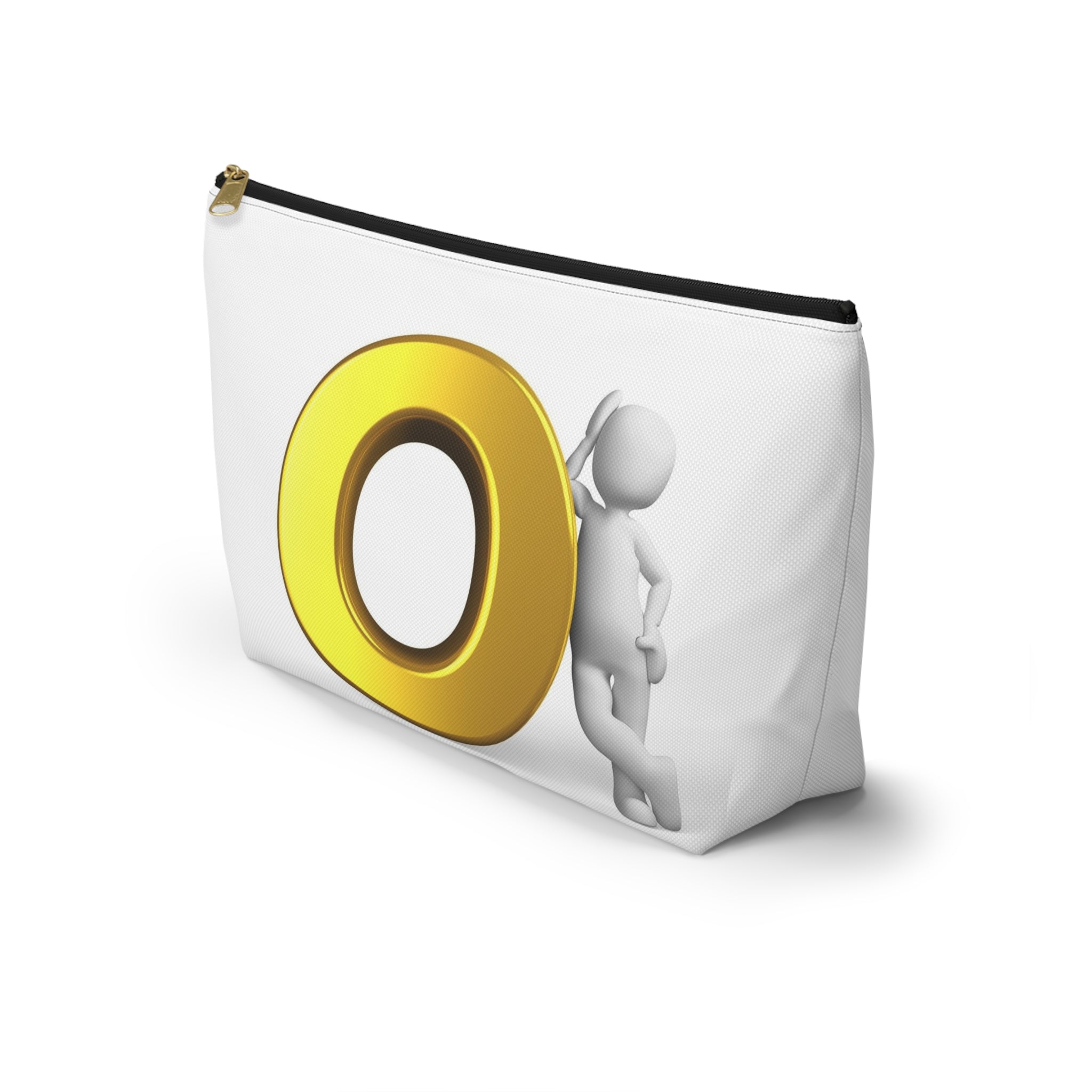 Gold Letter O Accessory Pouch | T-Bottom Cosmetic Bag