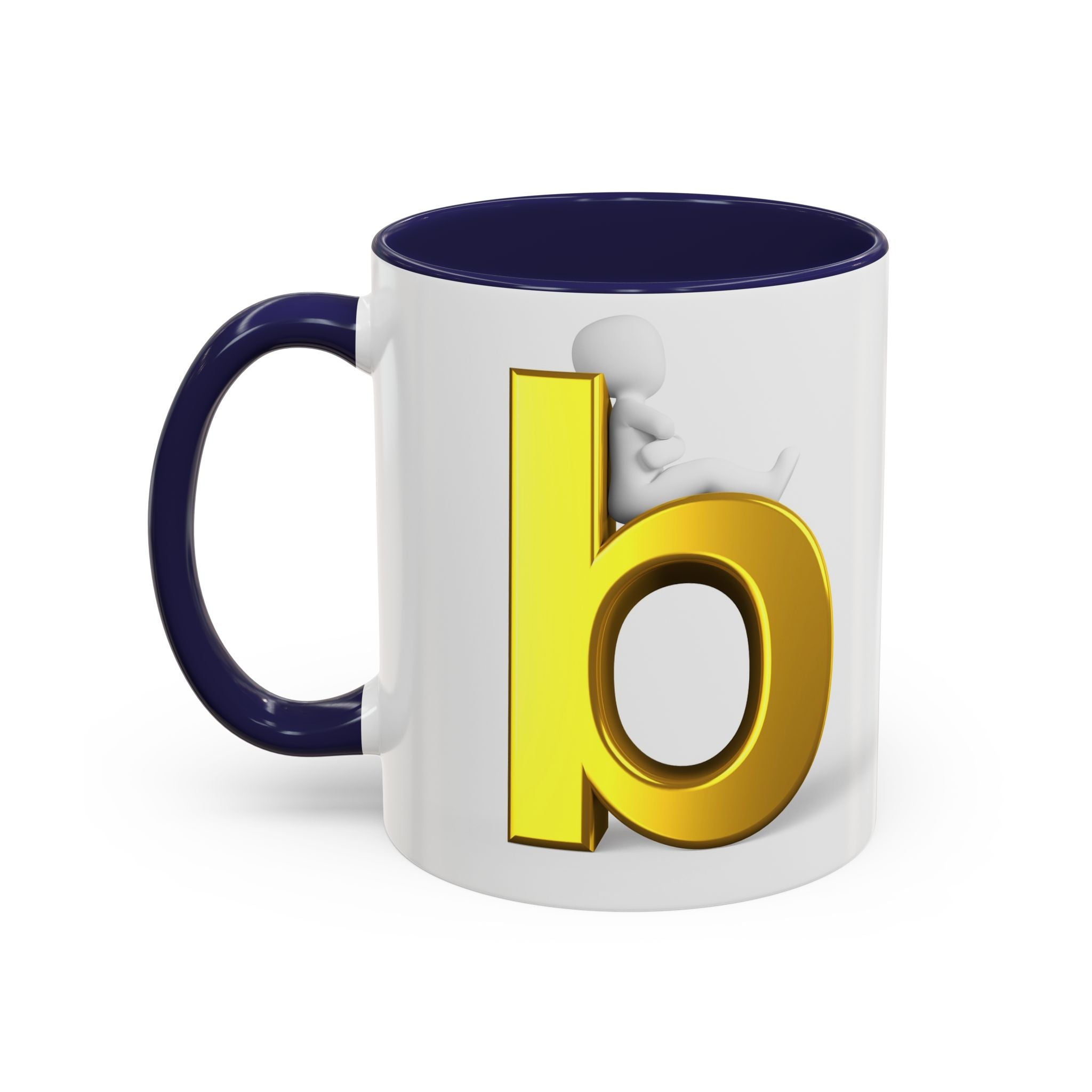 Tasse à café avec accent lettre B or | Tasse initiale monogramme lettre B