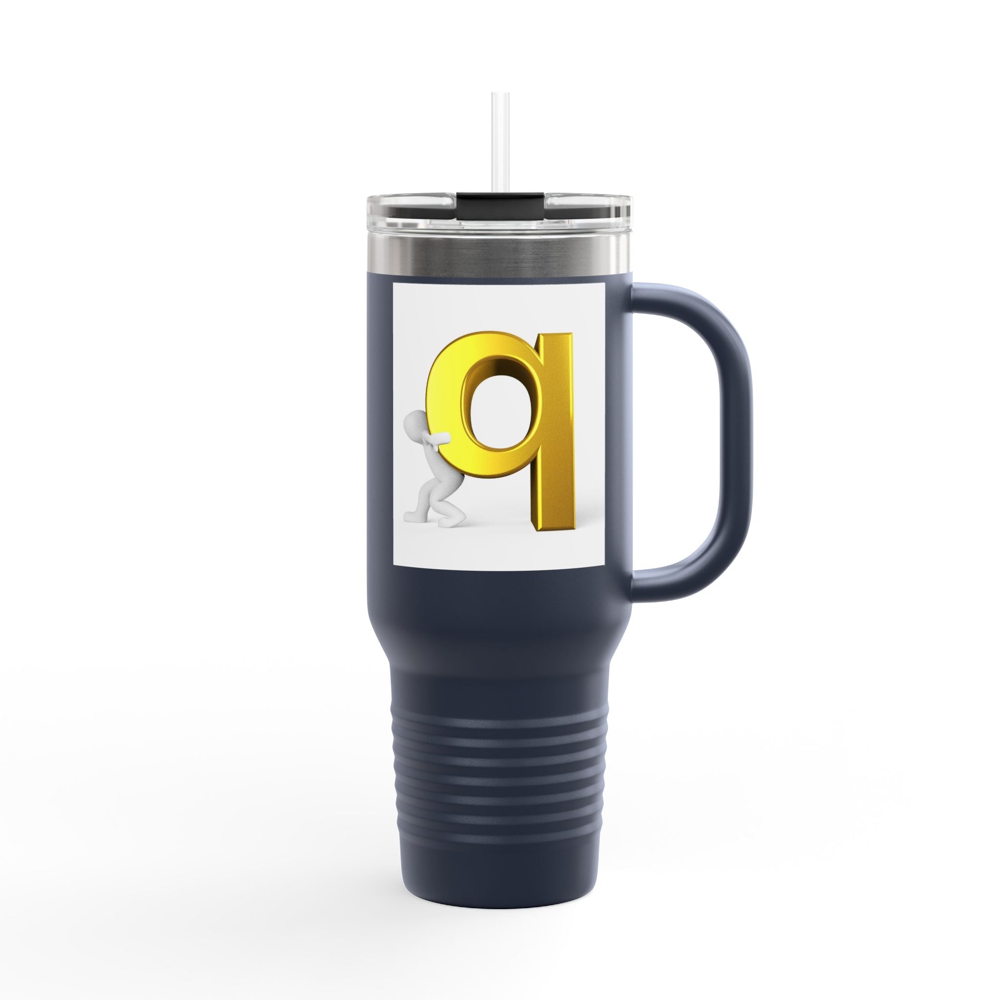 3D Gold Letter Q Illustration Travel Mug | 40oz Insulated Tumbler