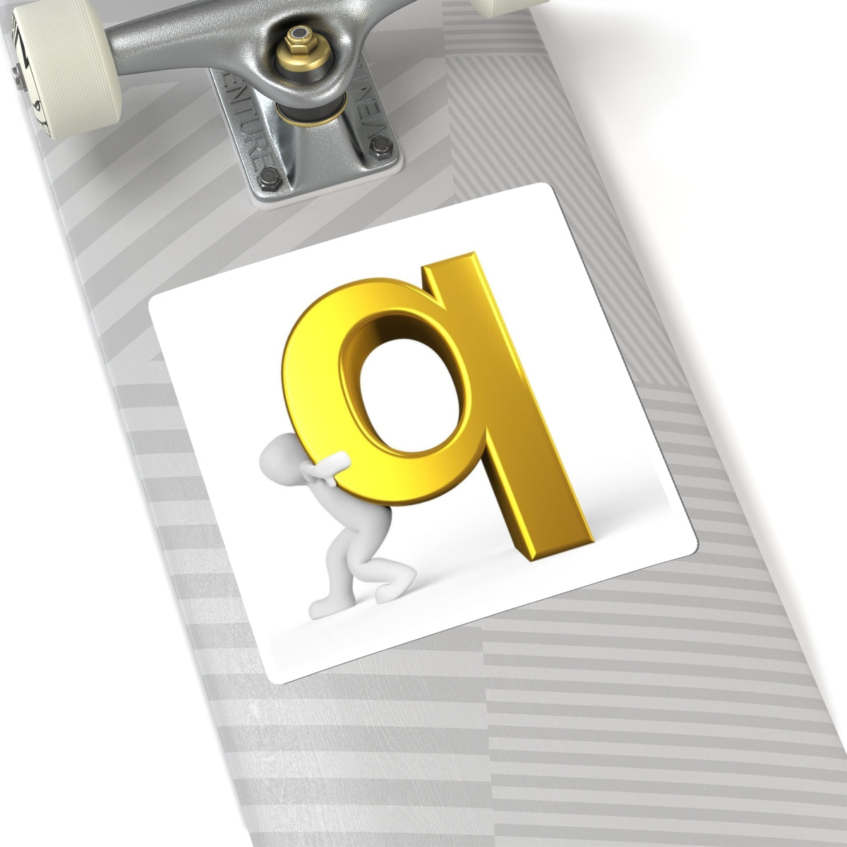 3D Gold Letter a Sticker | Push Character Alphabet Decal, Laptop Sticker
