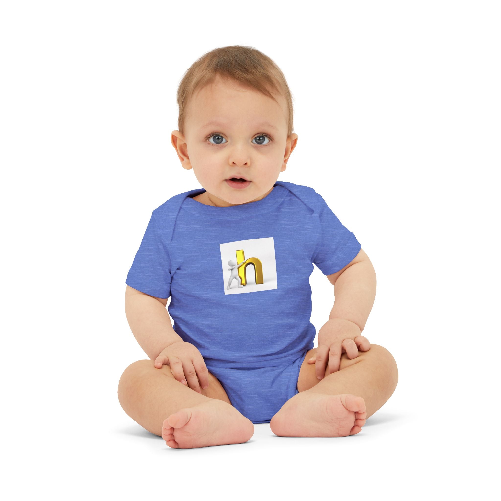 Yellow 3D Letter H Infant Jersey One Piece | Baby Bodysuit