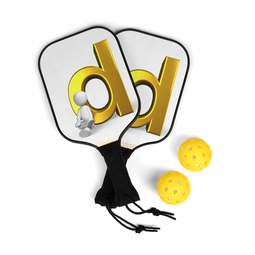 Yellow Letter D Design Pickleball Paddle
