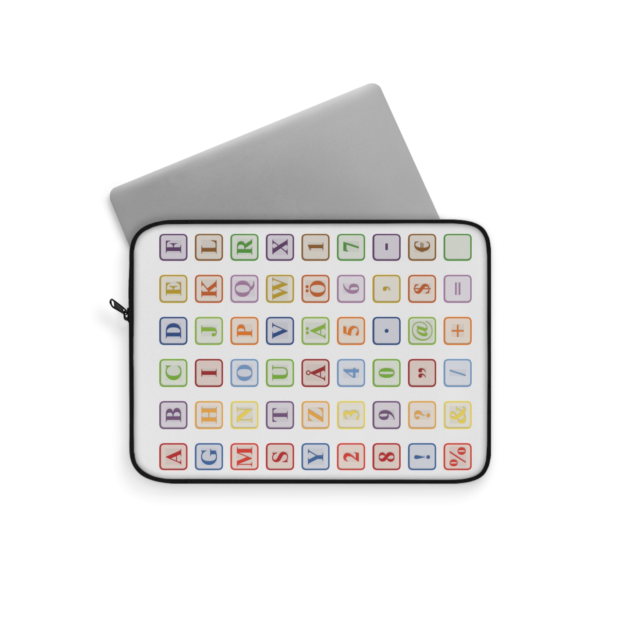 Housse d'ordinateur portable avec touches de clavier colorées | Motif de lettres de machine à écrire rétro