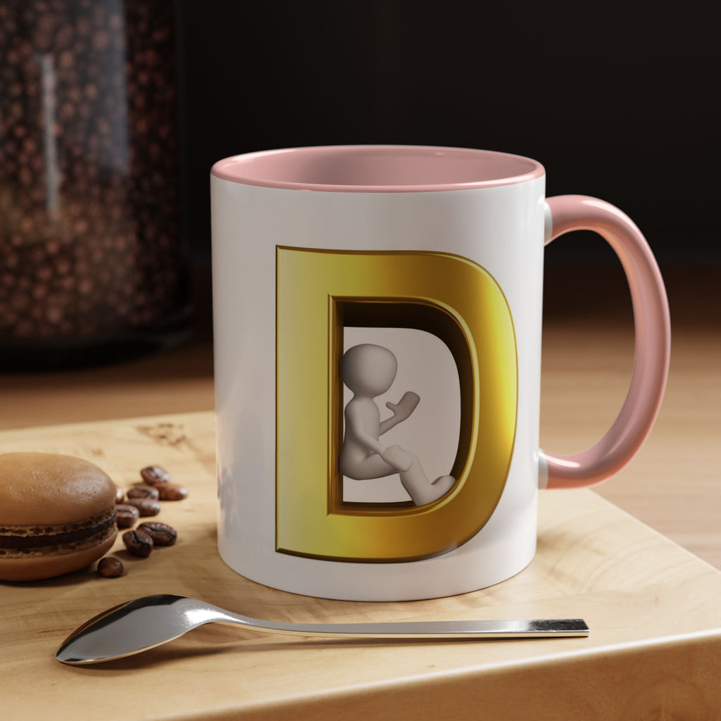 Goldbuchstabe D Monogramm-Tasse | Akzent-Kaffeetasse