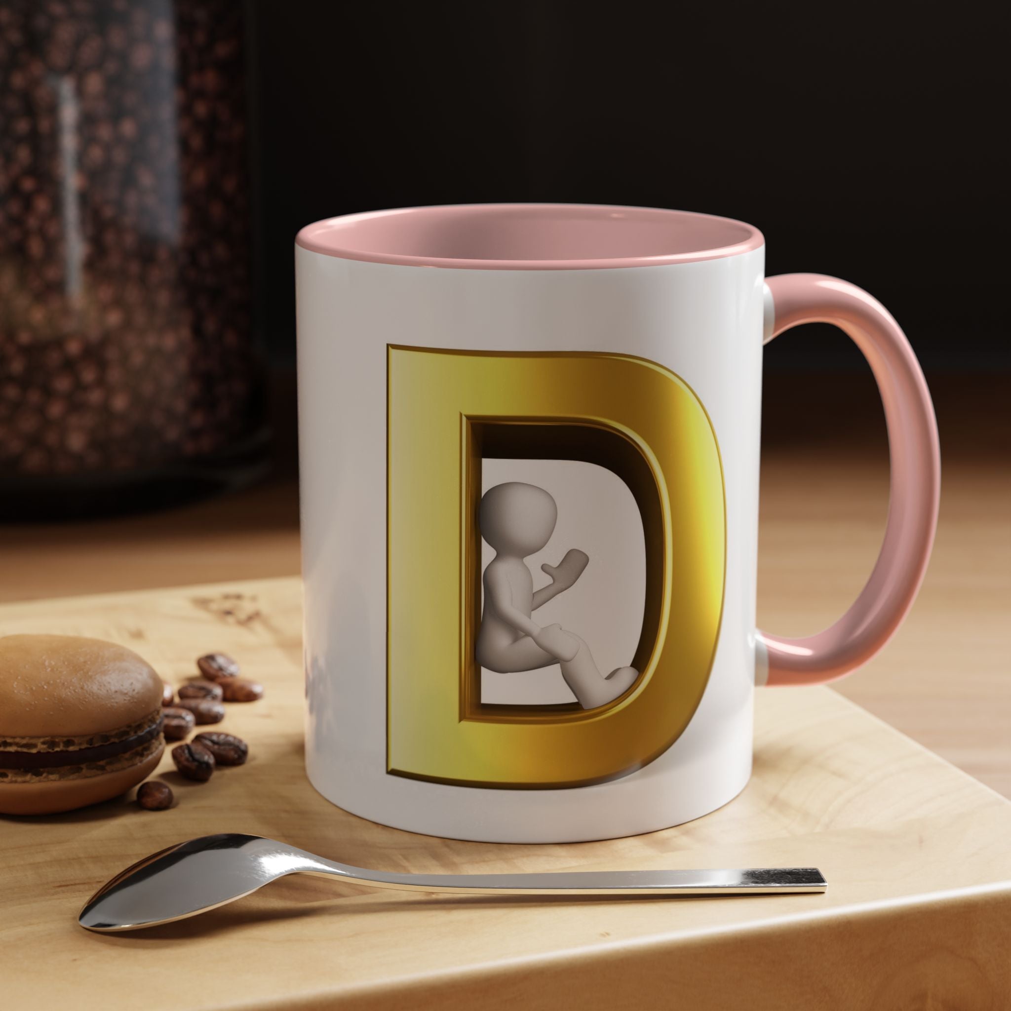 Goldbuchstabe D Monogramm-Tasse | Akzent-Kaffeetasse