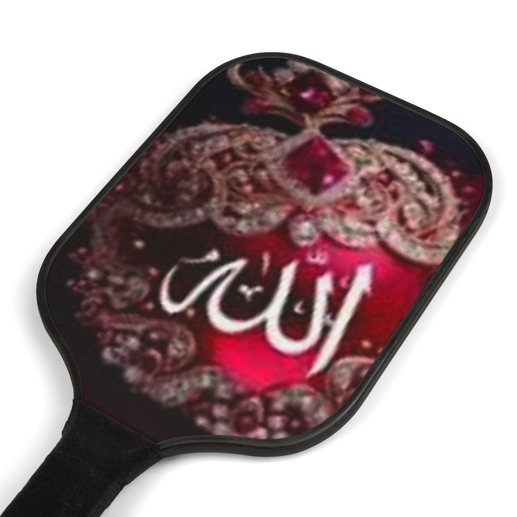 Arabic Calligraphy Allah Pickleball Paddle Kit | Decorative Red Jewel Design