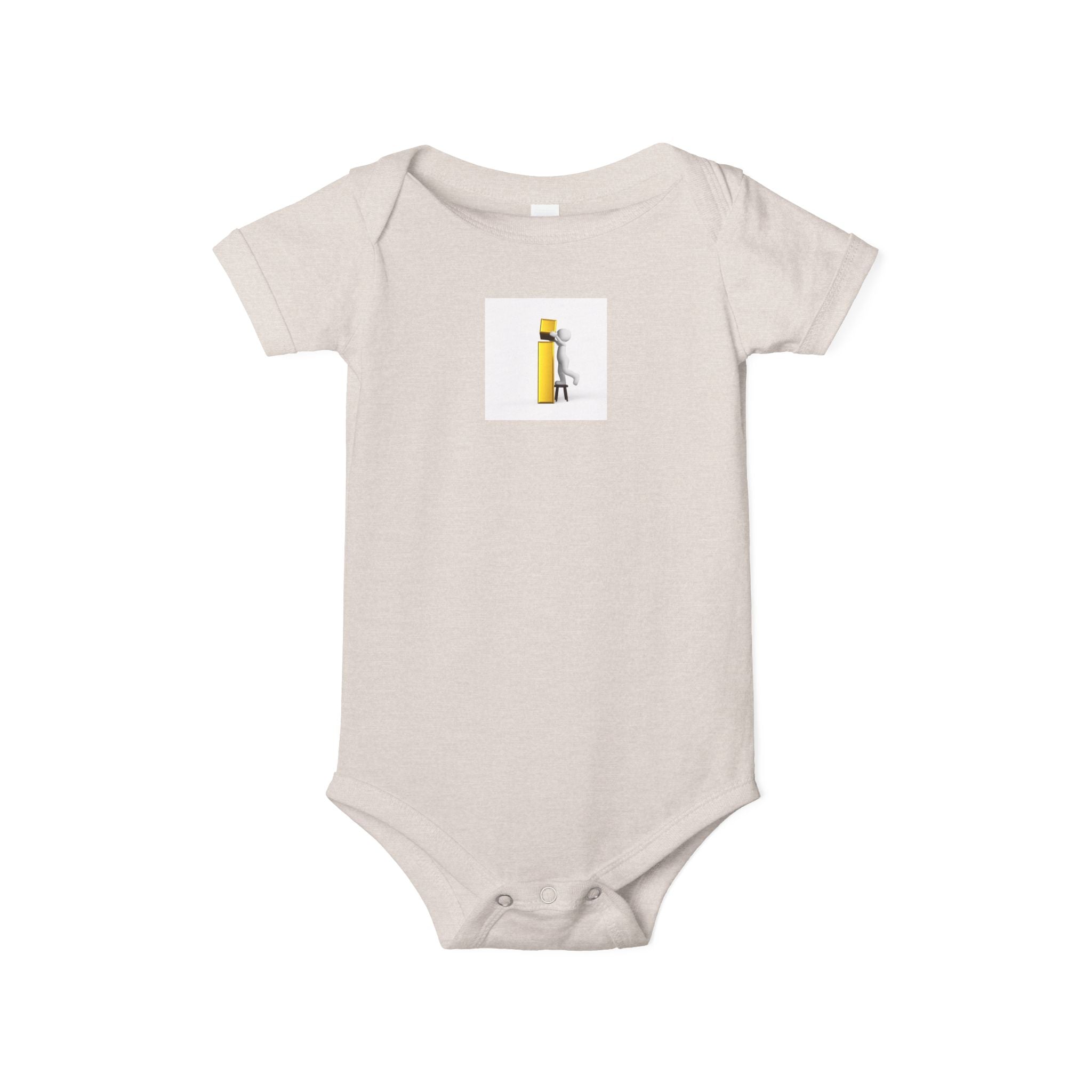 Grenouillère Bébé Jaune Lettre i avec Petite Figurine de Construction | Body Bébé