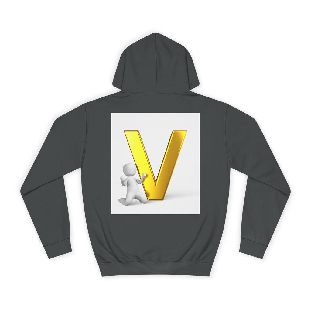 Gold 3D Letter V Hoodie | Initial V Sweatshirt, Monogram Lettering