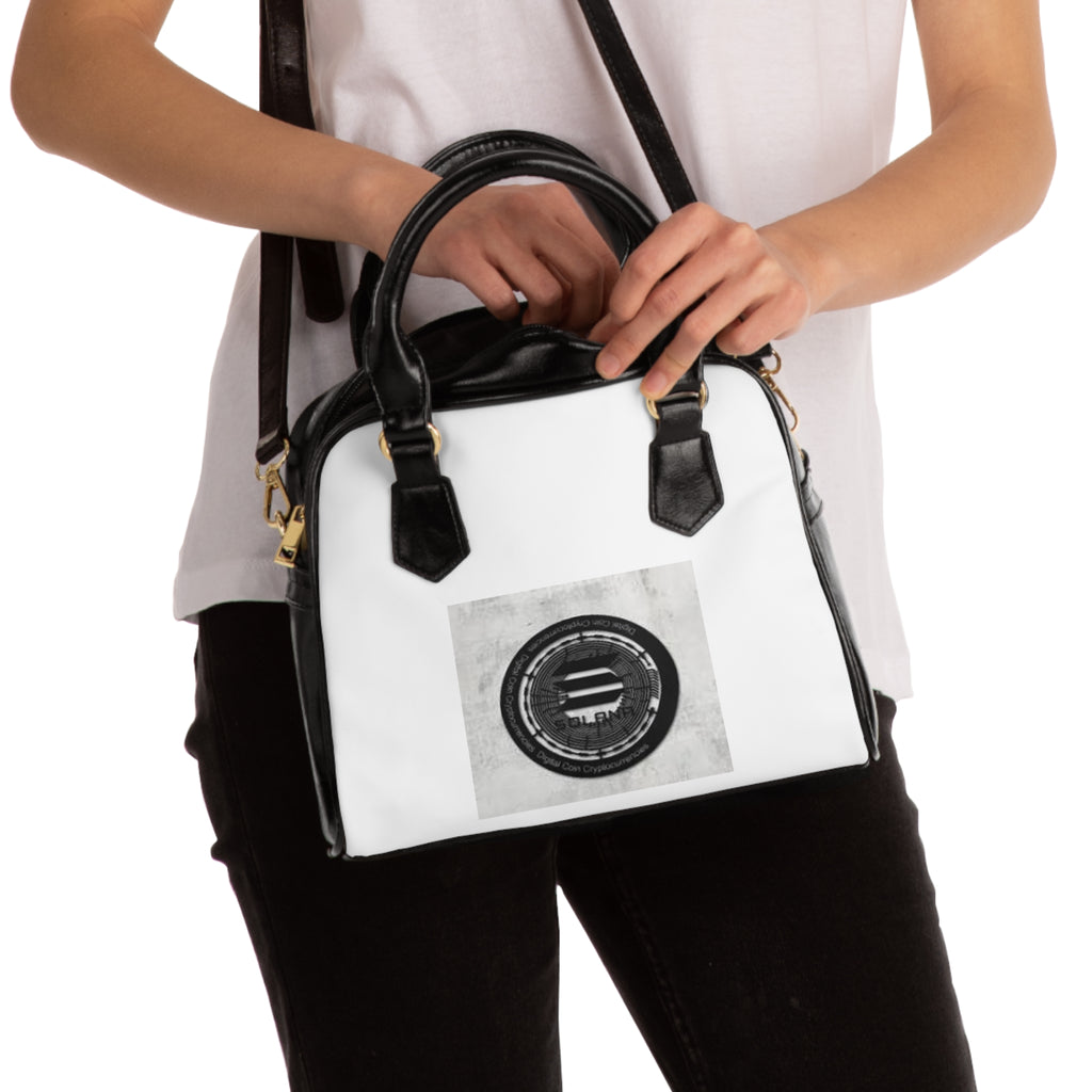 Solana Cryptocurrency Shoulder Handbag | Monochrome Photography Circle Logo