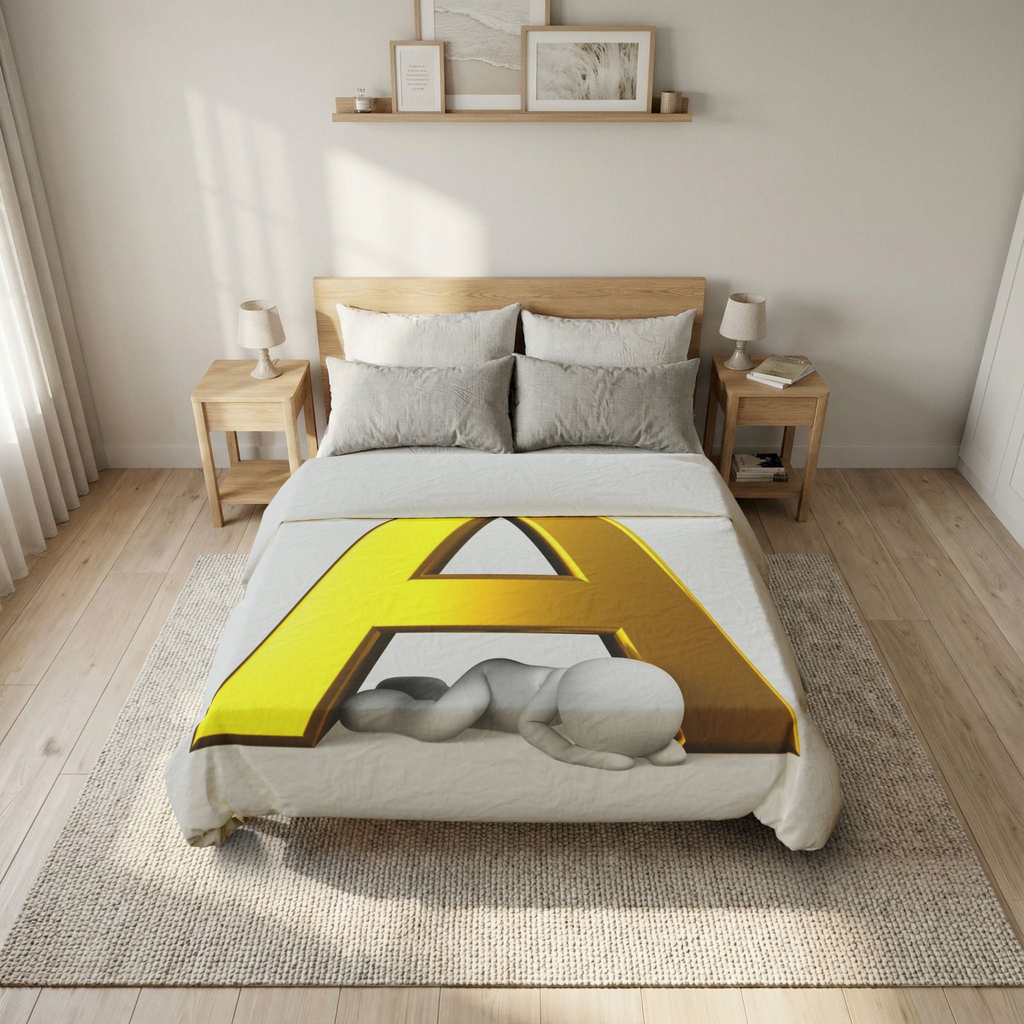 Gold Letter Ä monogram Duvet Cover | Initial typography bedding