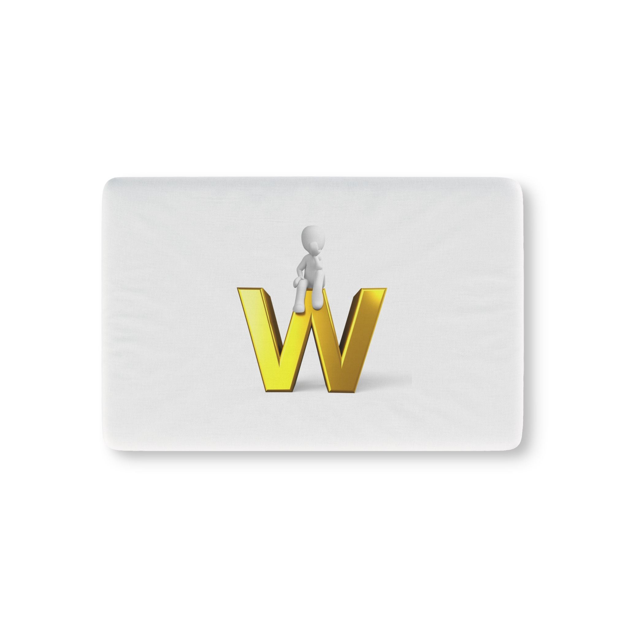 Gold Letter W with Stick Figure Baby Fitted Crib Sheet | Monogram Nursery