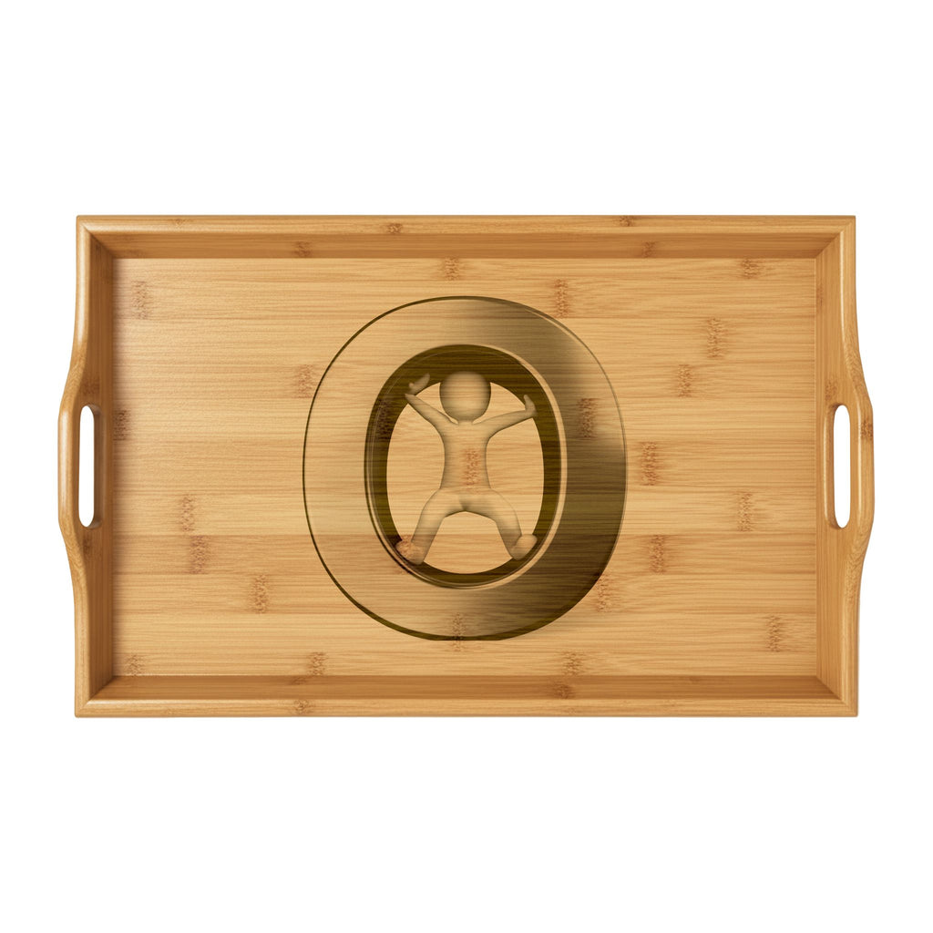Letter O Bamboo Serving Tray | Engraved Wood Tea Breakfast Tray