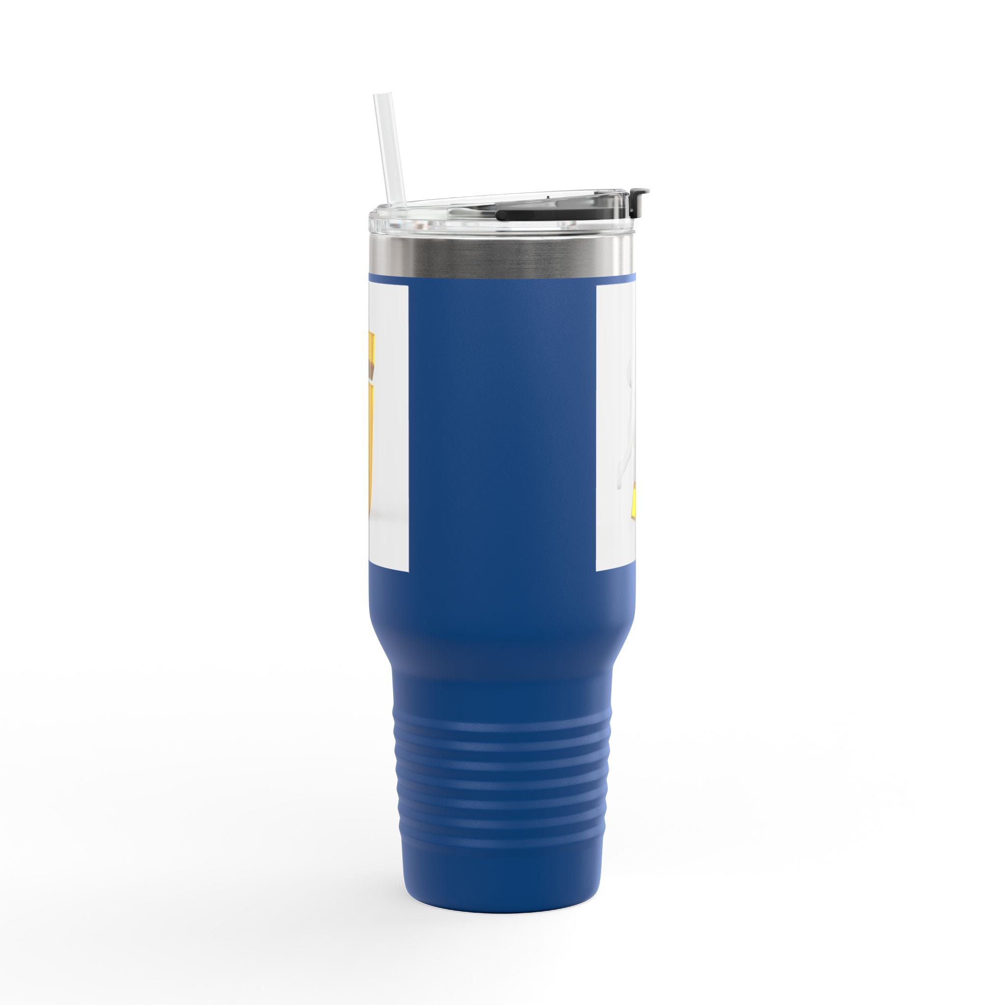 Mug de voyage avec bonhomme allumette 3D poussant la lettre J | Tumbler isotherme 40 oz