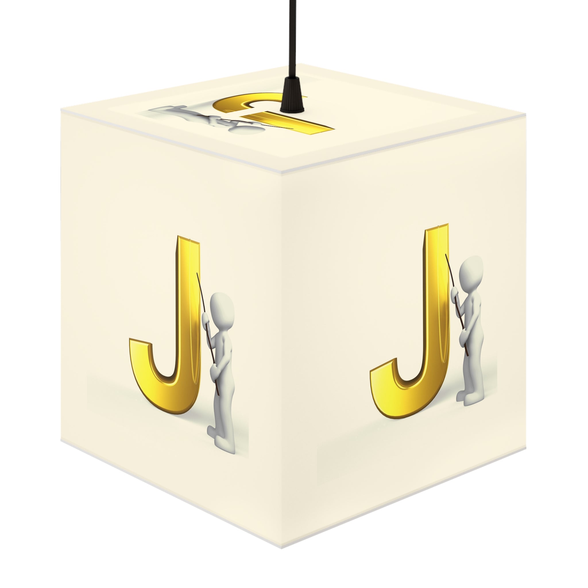 Gold Letter J Monogram Light Cube Lamp | Personalized Initial Decor