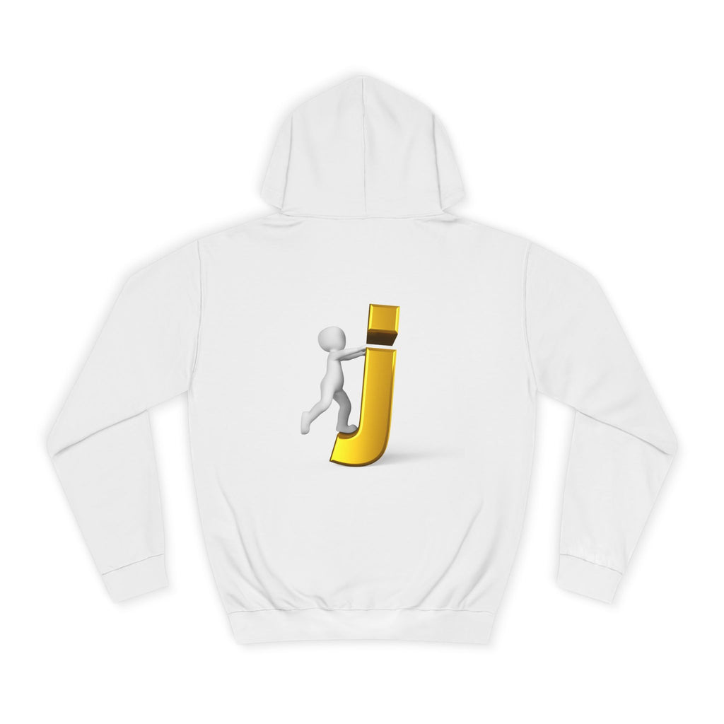 3D Stick Figure Riding Gold Letter J Hoodie | Initial Monogram Letter J