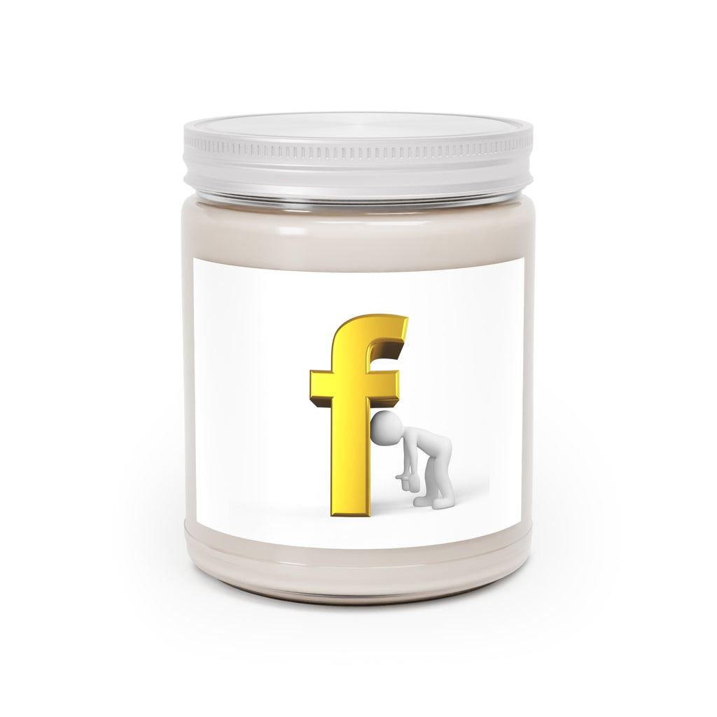 Golden Lowercase F Illustration Candle | Soy Jar Candle, 9oz