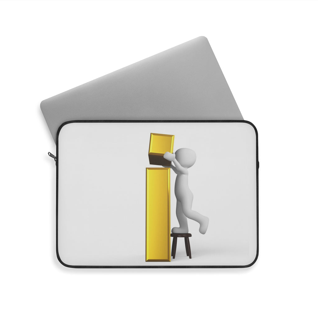 3D Stick Figure Building  Letter i Laptop Sleeve | Minimalist White Tech Case