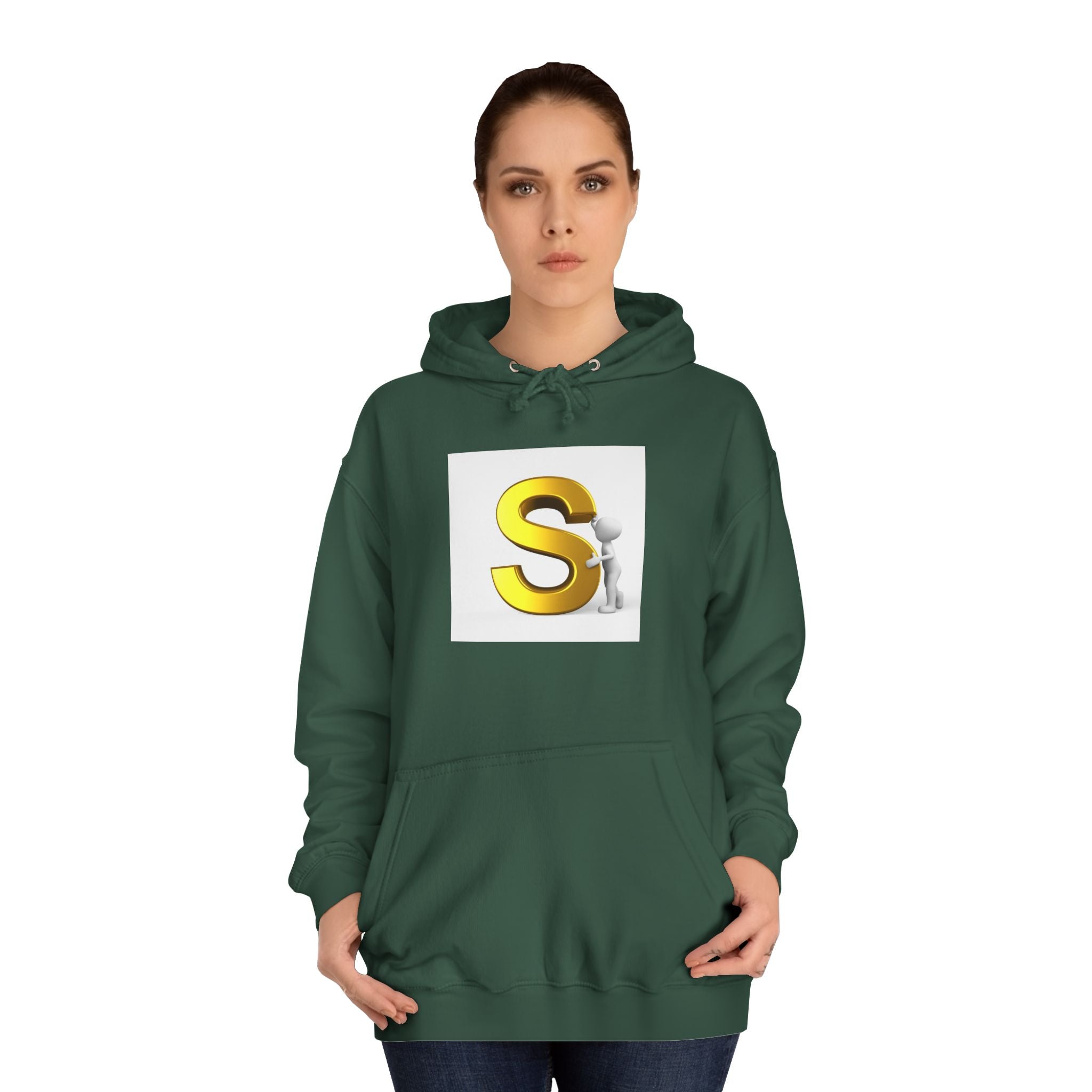 Gold Letter S with Character Hoodie | Initial Monogram Sweatshirt