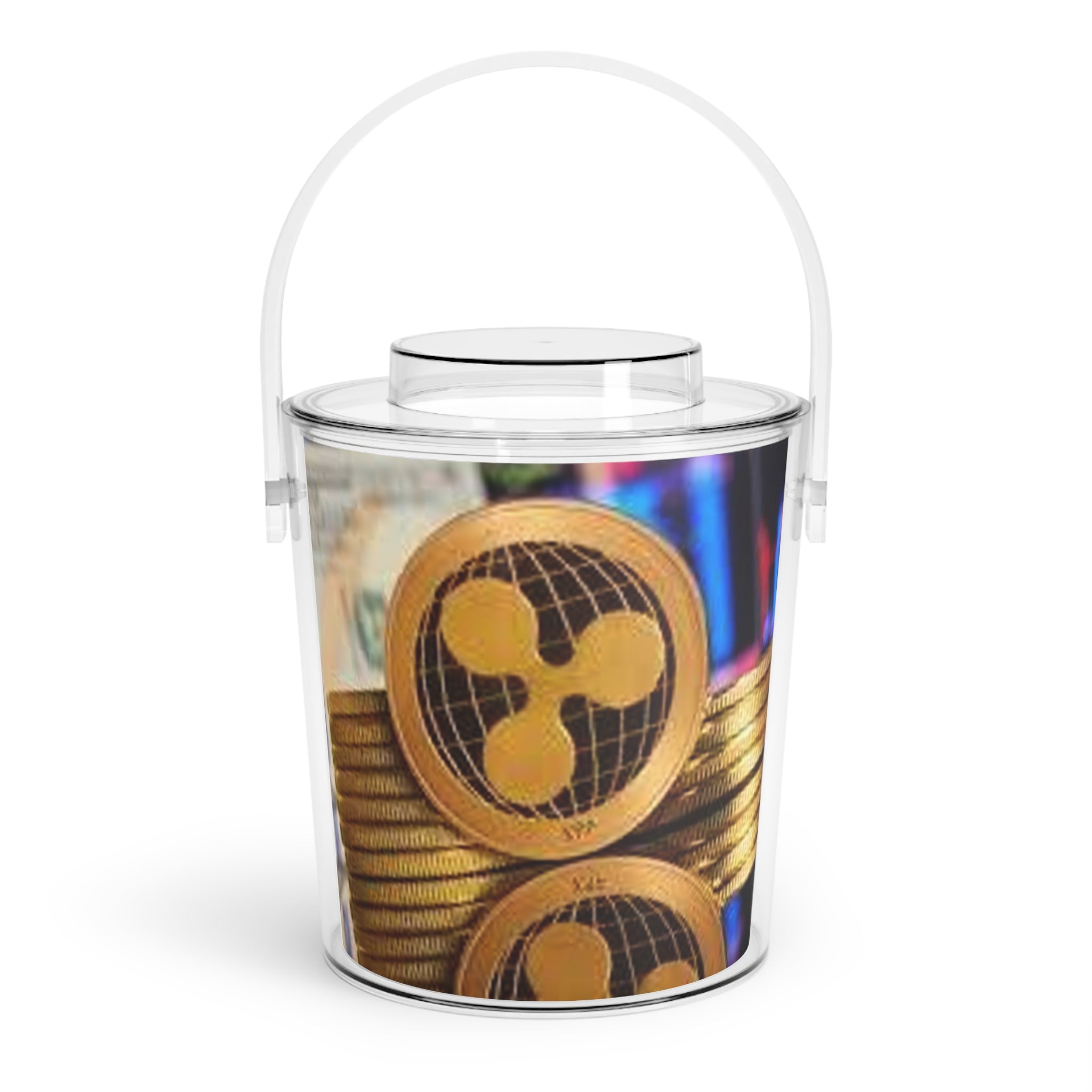 Ripple Crypto Coin Stack Ice Bucket | Acrylic Ice Bucket with Tongs