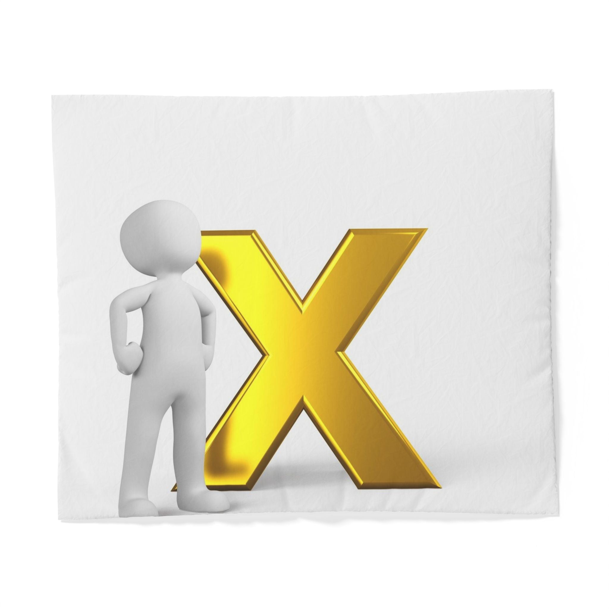 Gold Letter X Cotton Duvet Cover | Monogram Initial Bedding