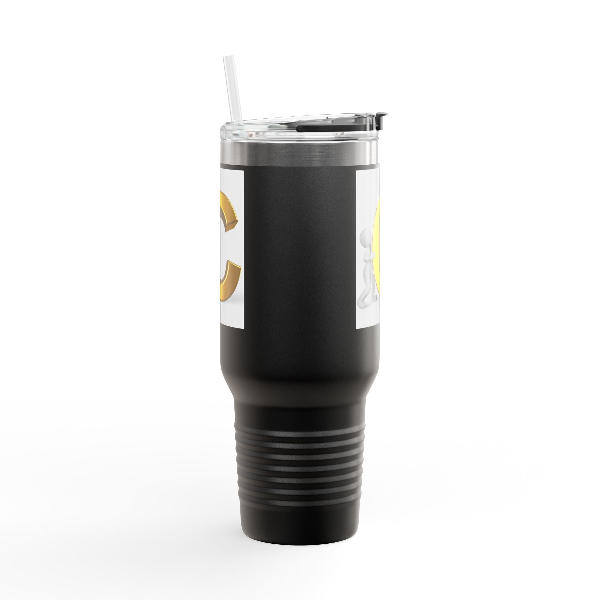 3D Gold Letter C Initial Travel Mug | 40oz Insulated Tumbler