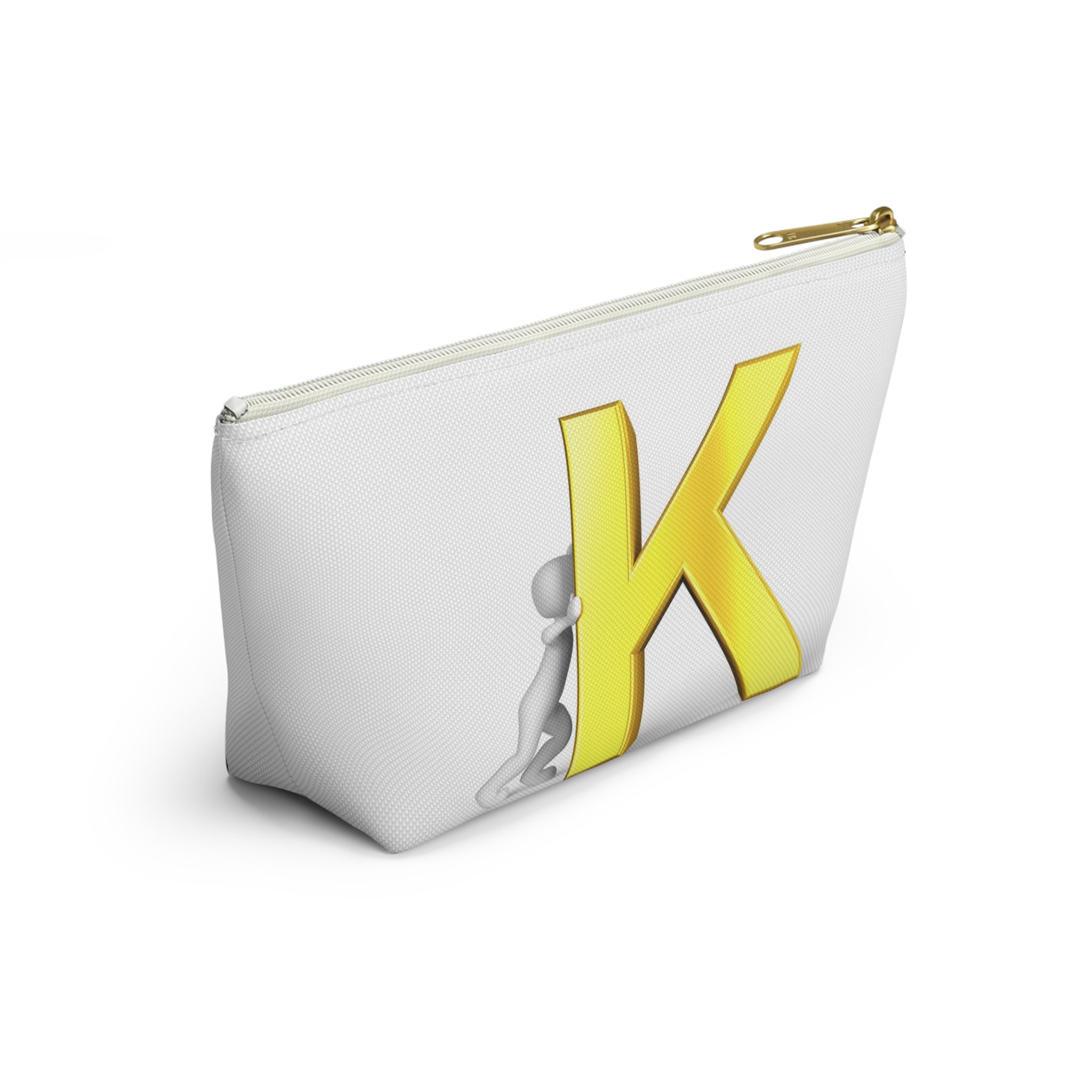Yellow Letter K Monogram Accessory Pouch | Initial K Makeup Bag