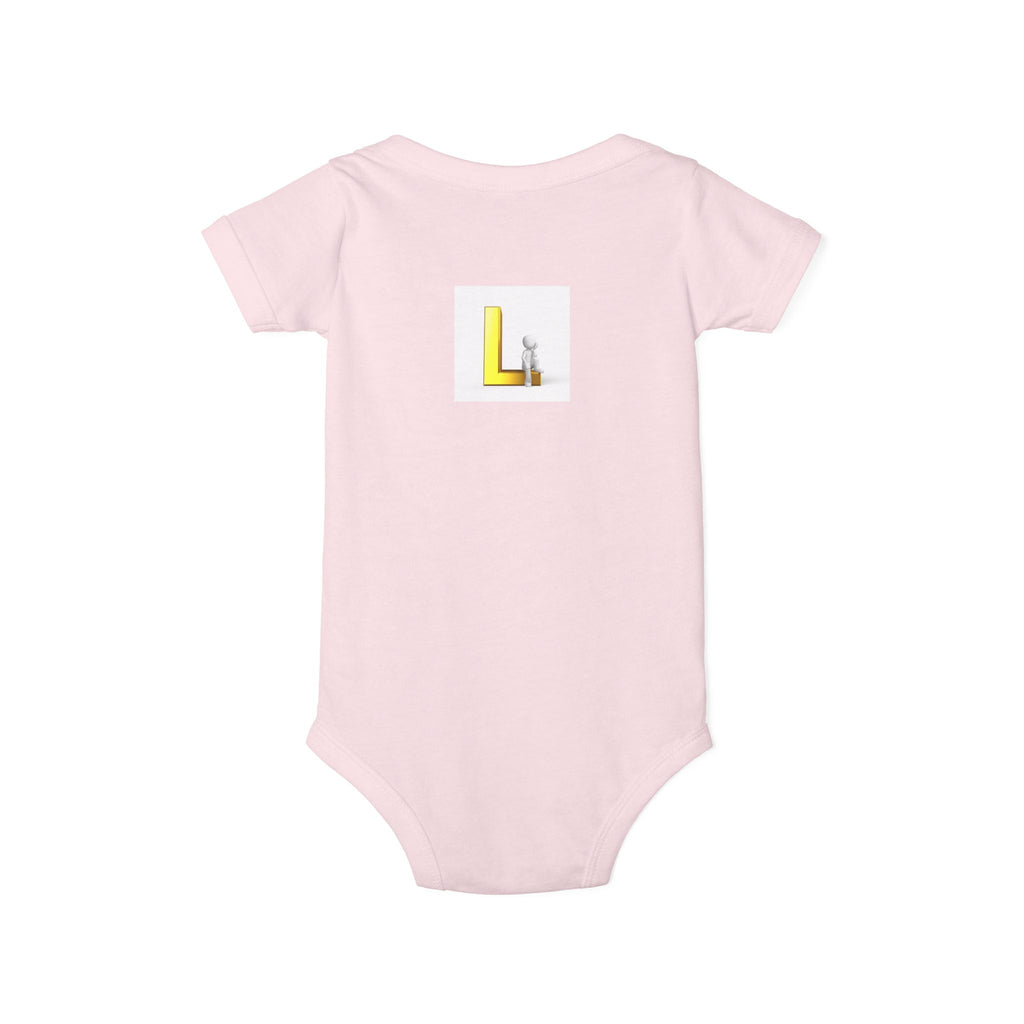 Yellow Block Letter L with Little Lamb Infant Onesie