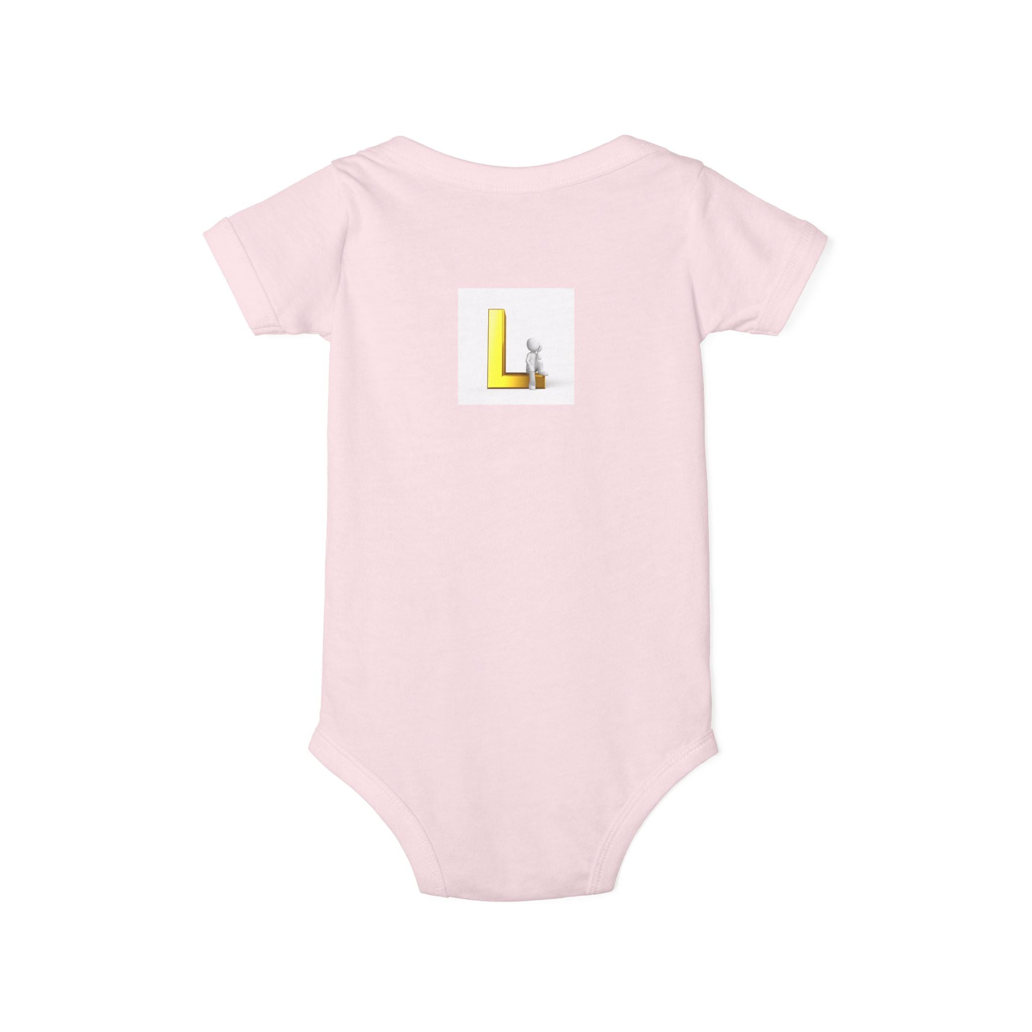 Yellow Block Letter L with Little Lamb Infant Onesie