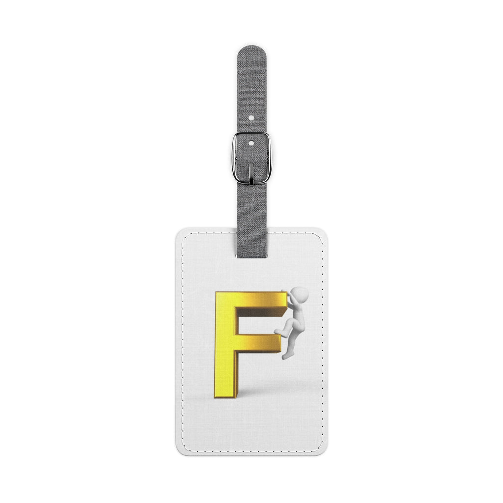 Gold Letter F Monogram Luggage Tag | Rectangle Polyester