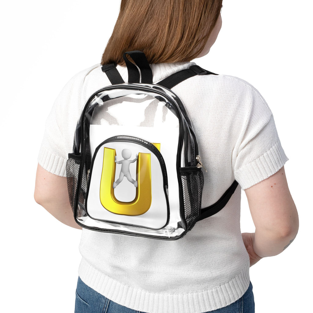 Gold Letter U Logo Clear Stadium Backpack | Transparent School Bag