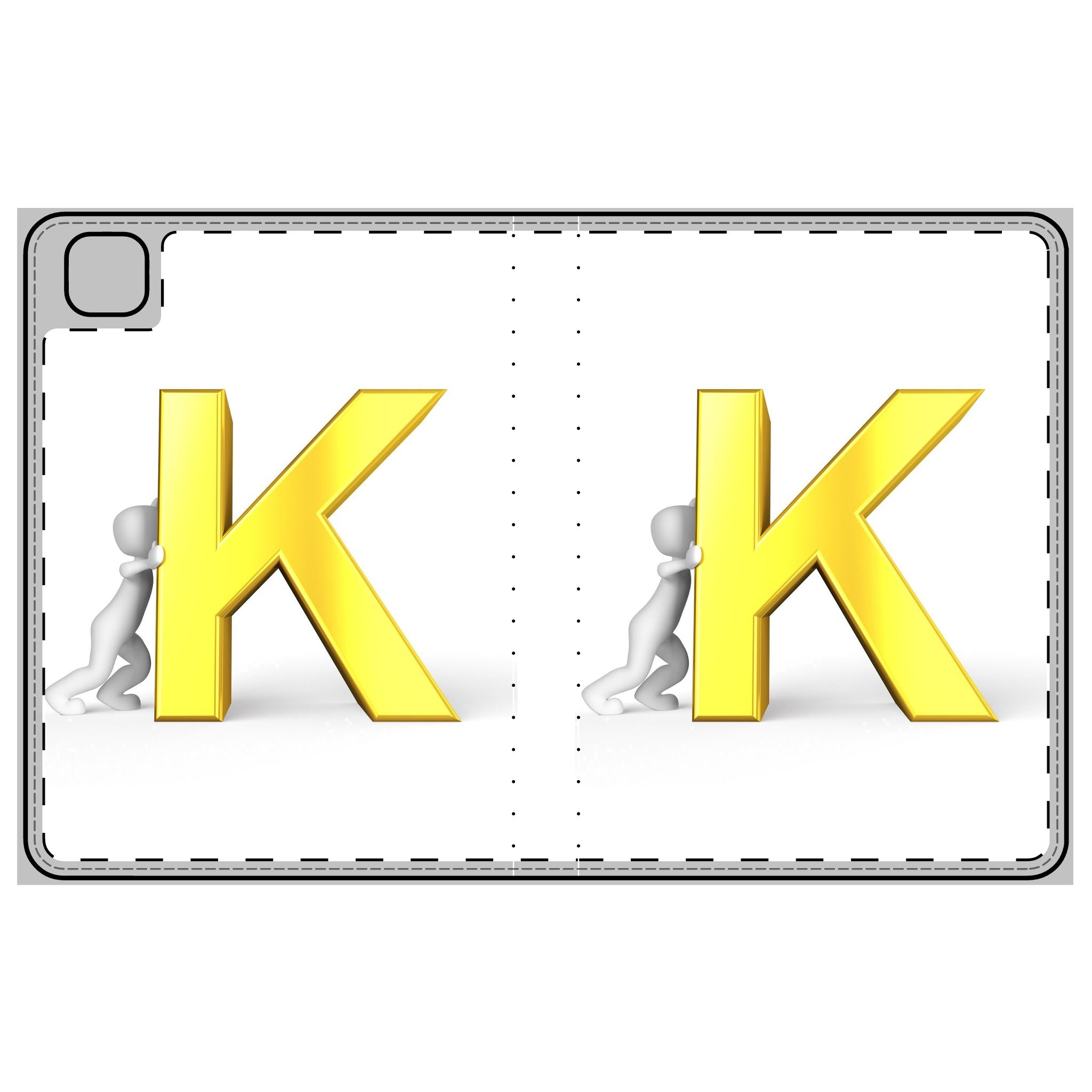 Yellow Letter K Tablet Folio Case | Monogram Initial K Phonebook Style