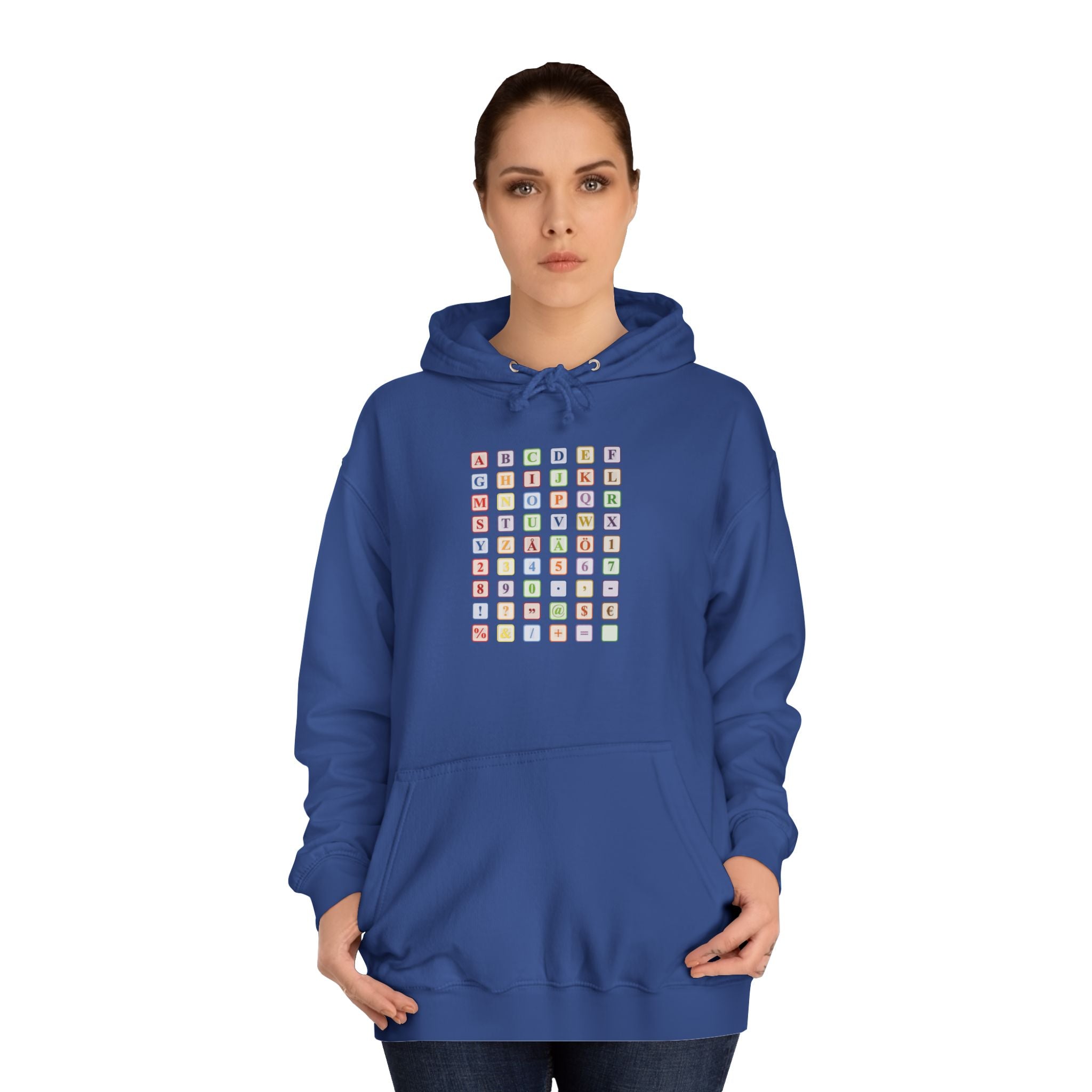 Alphabet Blocks Hoodie | Colorful Letter Grid, Back & Front Print