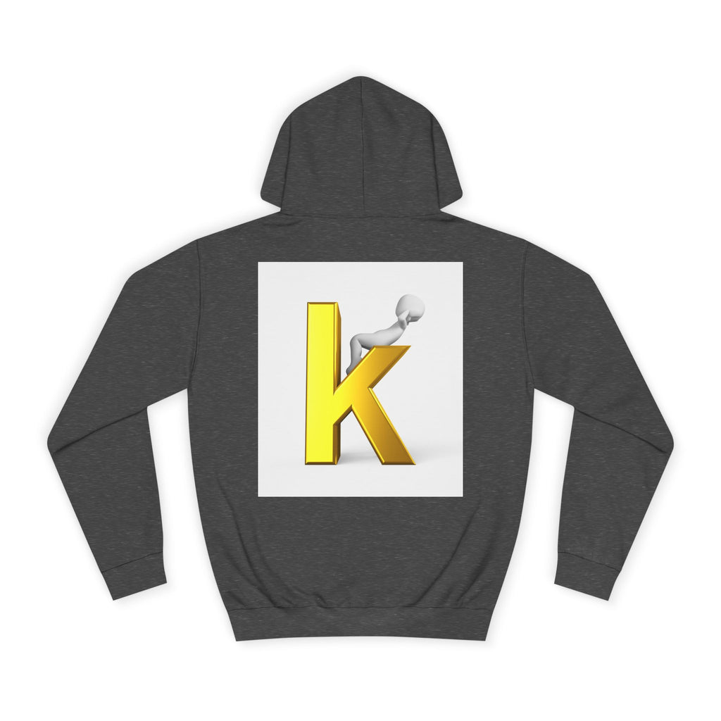 Gold 3D Letter K Hoodie | Monogram Initial K Sweatshirt