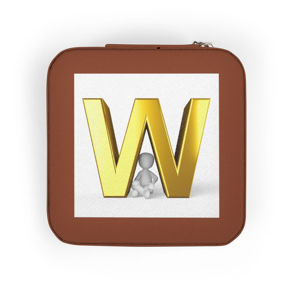Gold Letter W Jewelry Travel Case | Compact Pink Ring Earring Organizer