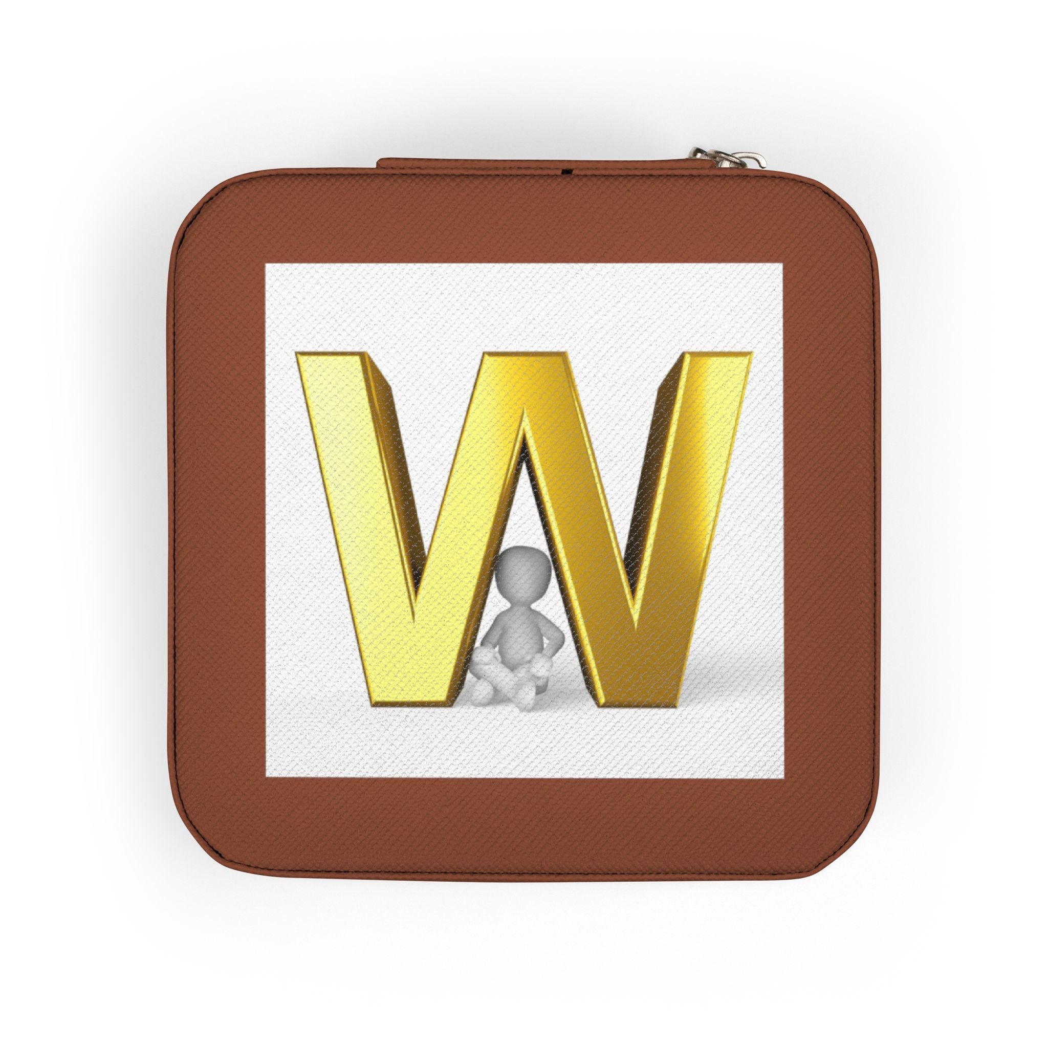 Gold Letter W Jewelry Travel Case | Compact Pink Ring Earring Organizer