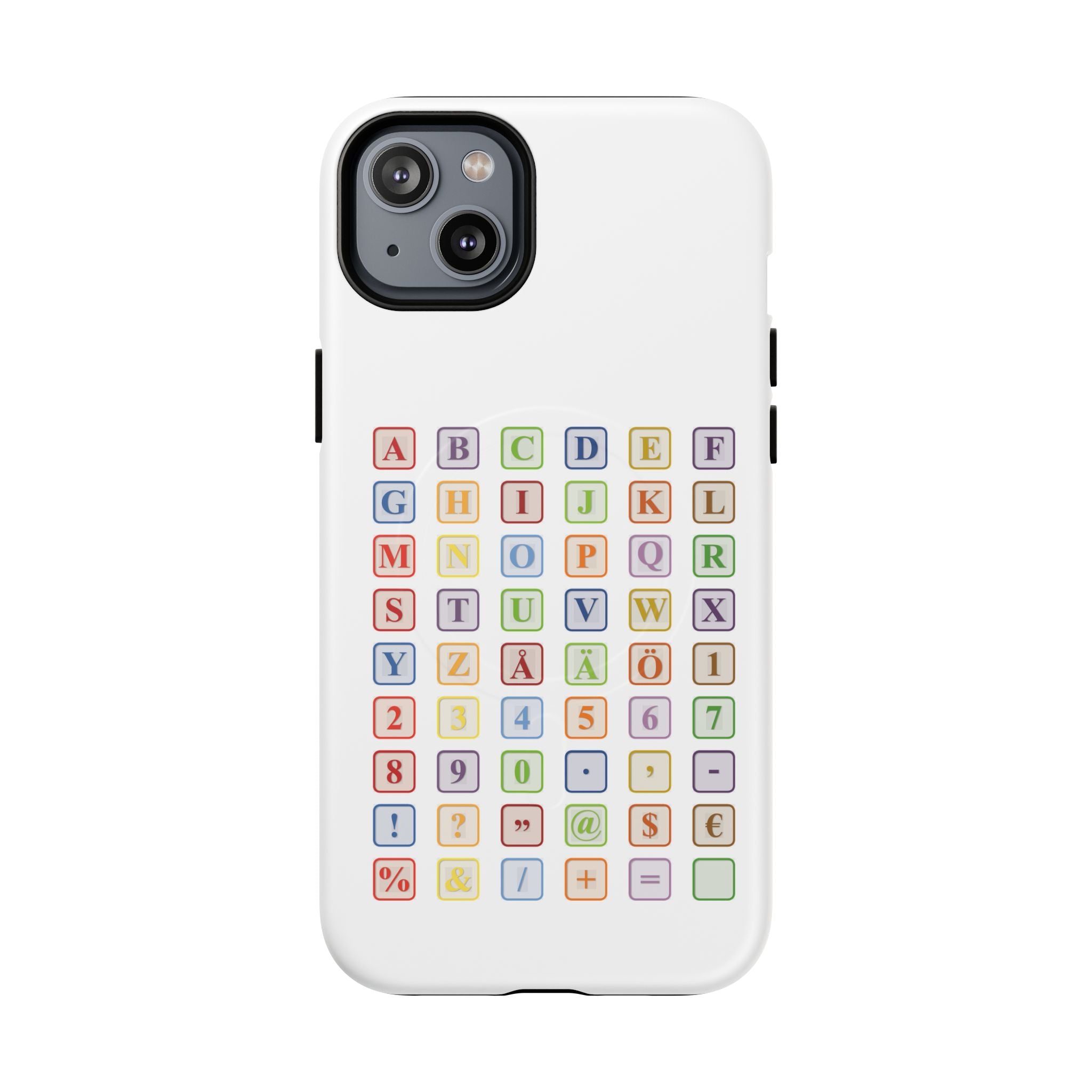 Coque de téléphone Alphabet Blocks | Coque magnétique résistante, grille de lettres colorées
