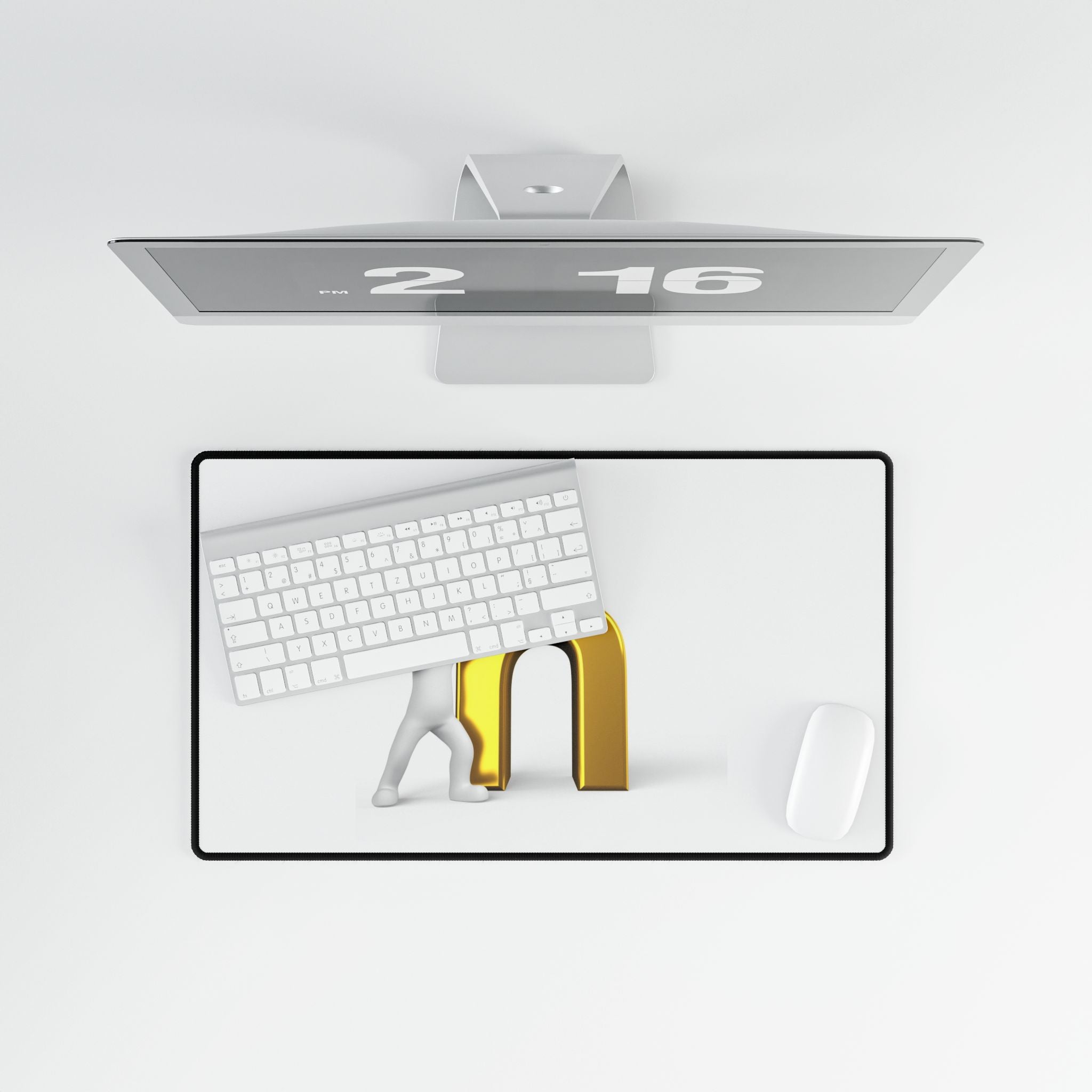 Gold Letter H Illustration Desk Mat | Large Mouse Pad, Office Desk Mat