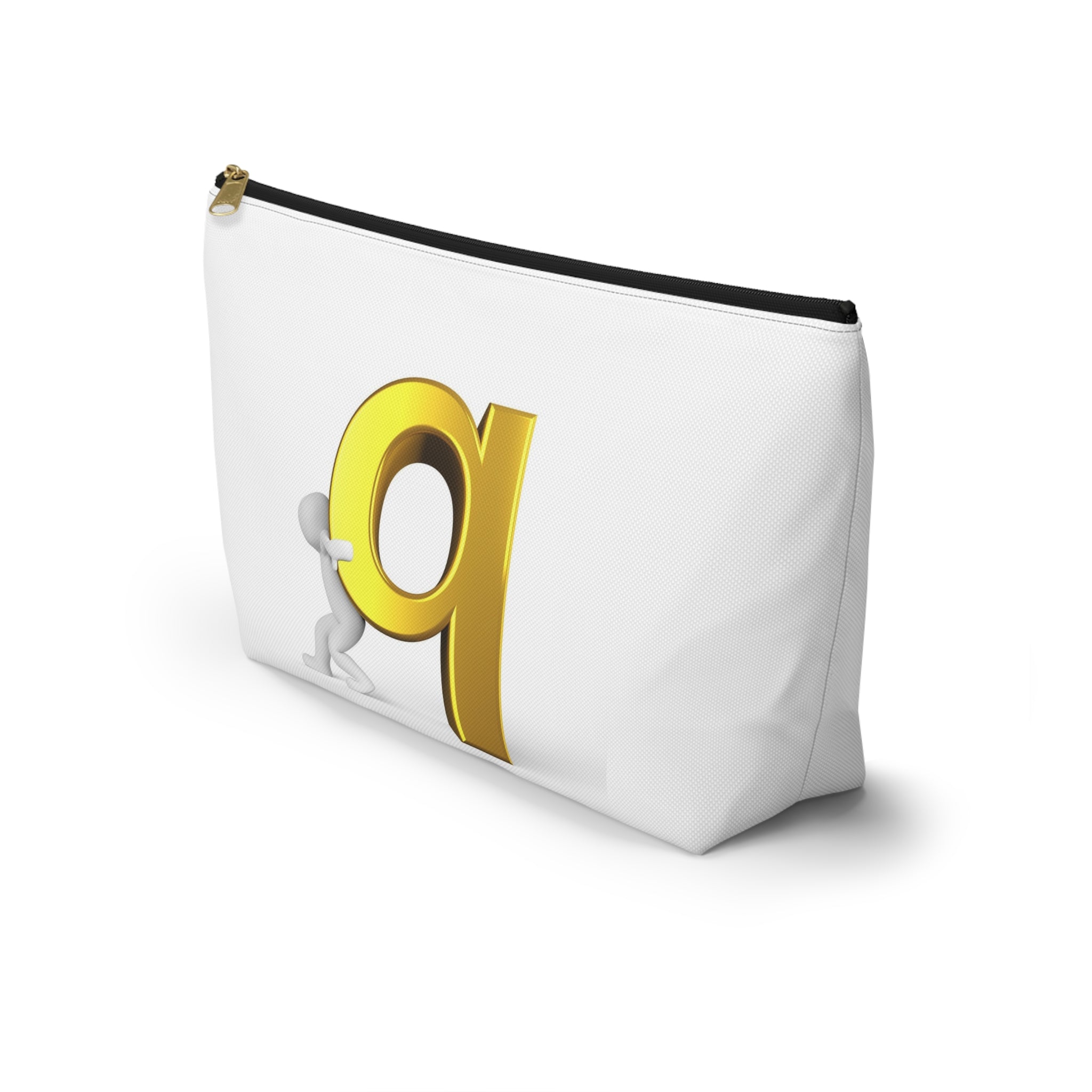 Gold Letter Q Monogram Accessory Pouch | T-Bottom Makeup Bag
