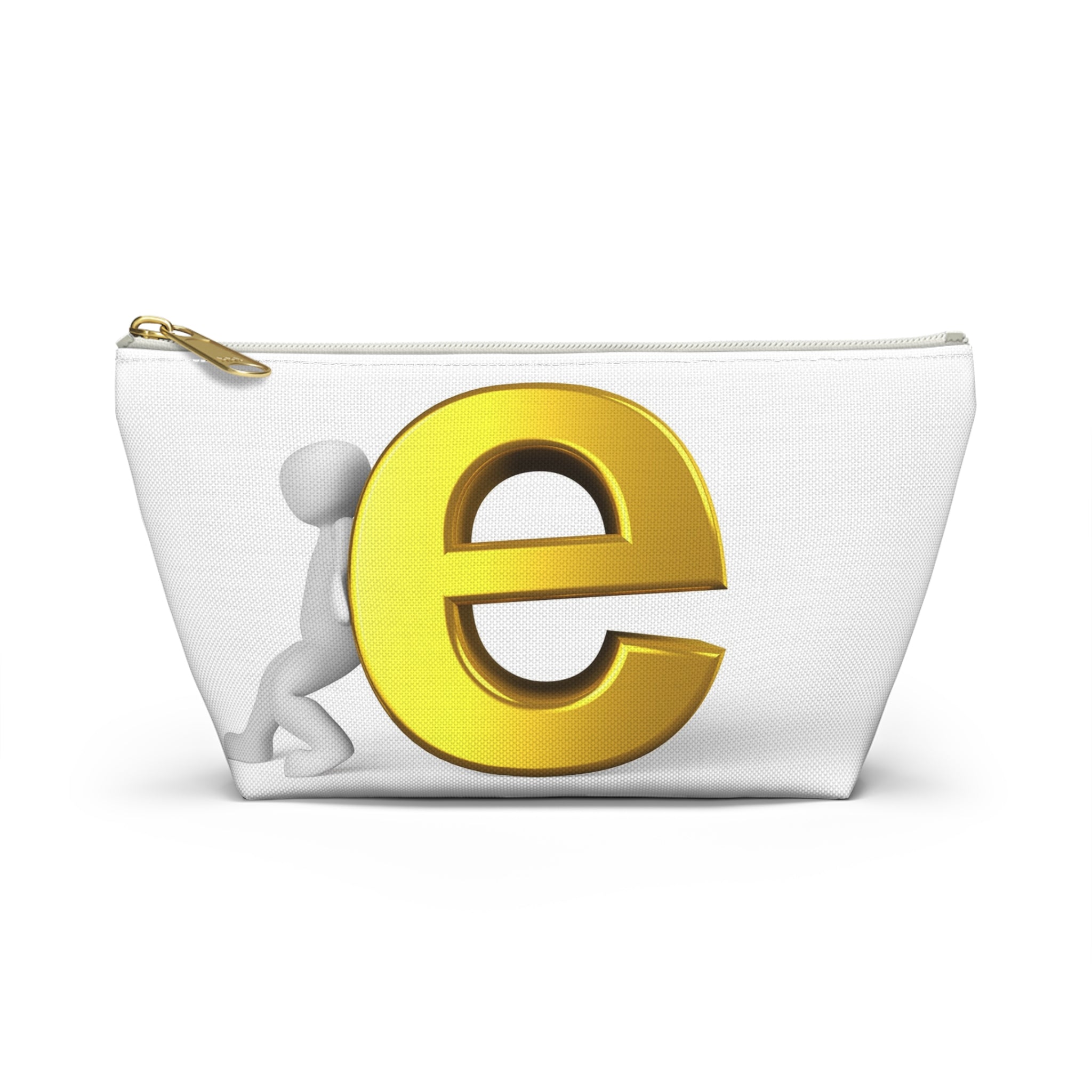 Gold Letter E Graphic Accessory Pouch | T-Bottom Zipper Pouch