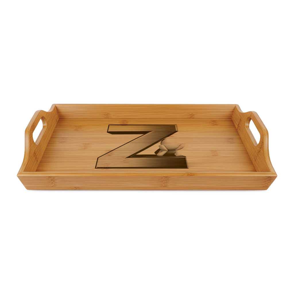 Monogram Z Engraved Bamboo Serving Tray | Personalized Initial Letter Z