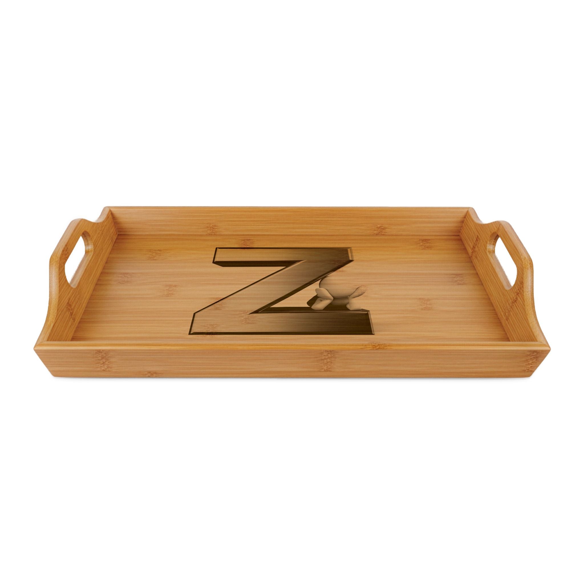 Monogram Z Engraved Bamboo Serving Tray | Personalized Initial Letter Z