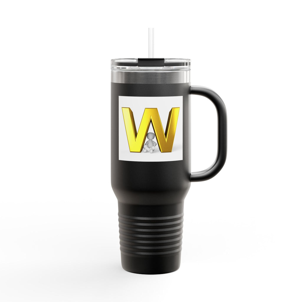 Gold 3D Letter W insulated travel mug 40oz | Monogram Initial Tumbler