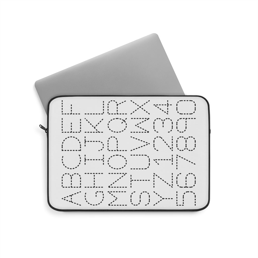 Dotted Alphabet and Numbers Laptop Sleeve | Monochrome Typographic Design