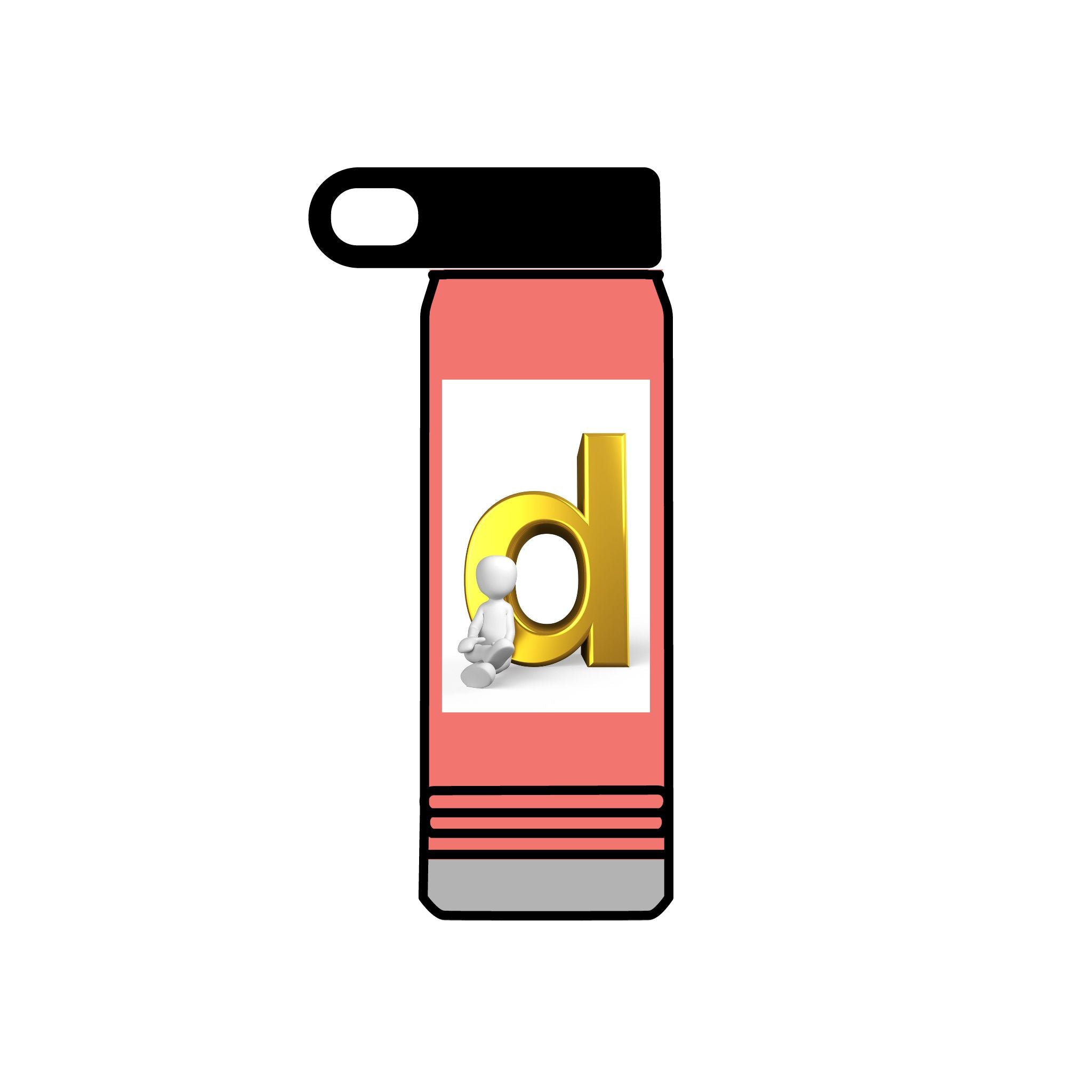 Bouteille d'eau avec lettre minuscule D en 3D | 590 ml