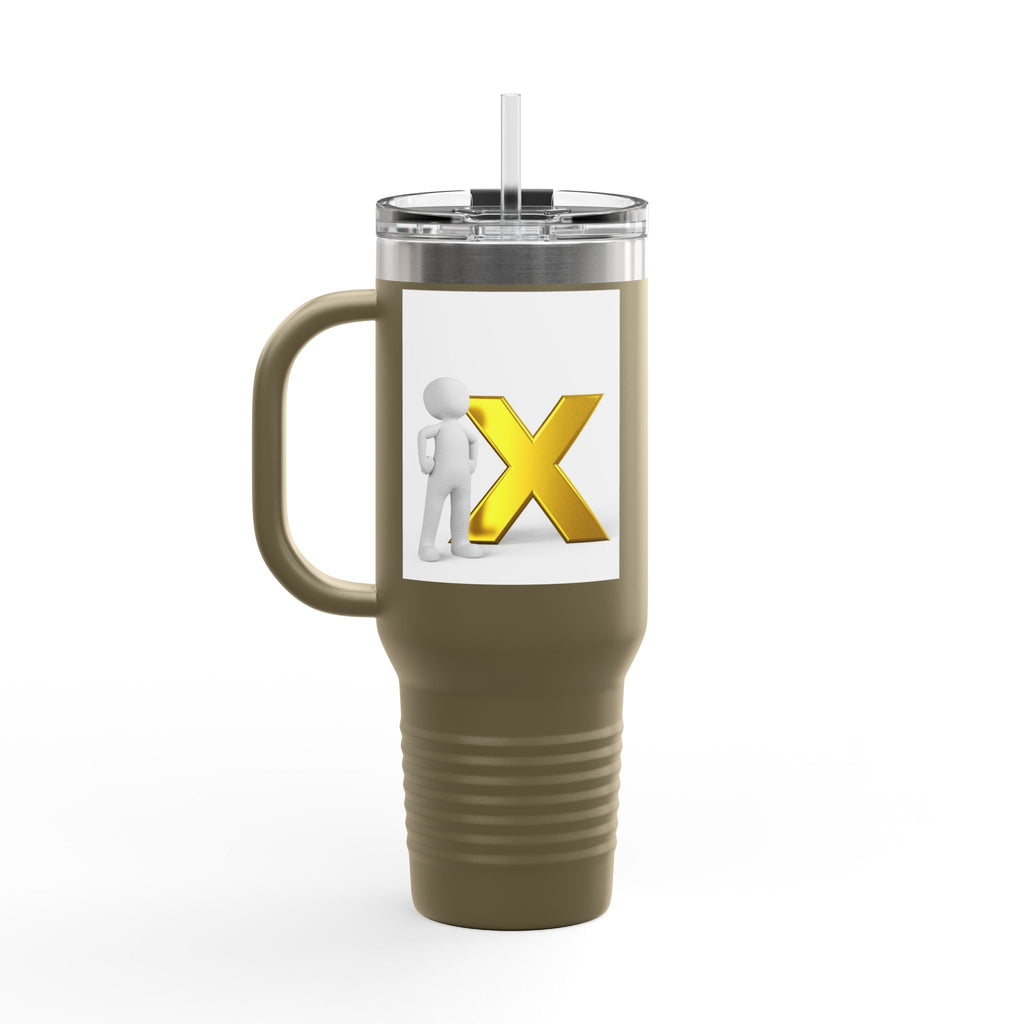 3D Stick Figure with Gold X Travel Mug | 40oz Insulated Tumbler