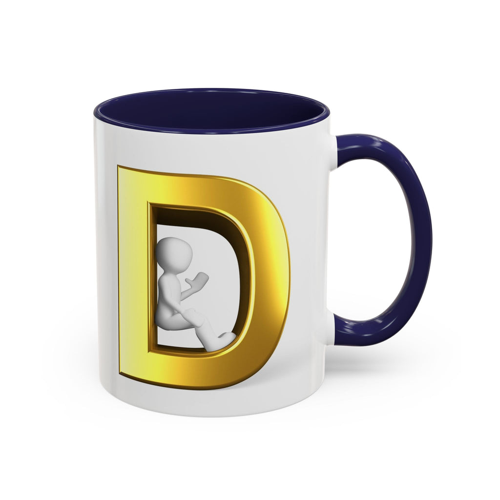Goldbuchstabe D Monogramm-Tasse | Akzent-Kaffeetasse