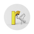 Yellow Letter R Breakdancer Round Rug | Alphabet Monogram Playroom Decor
