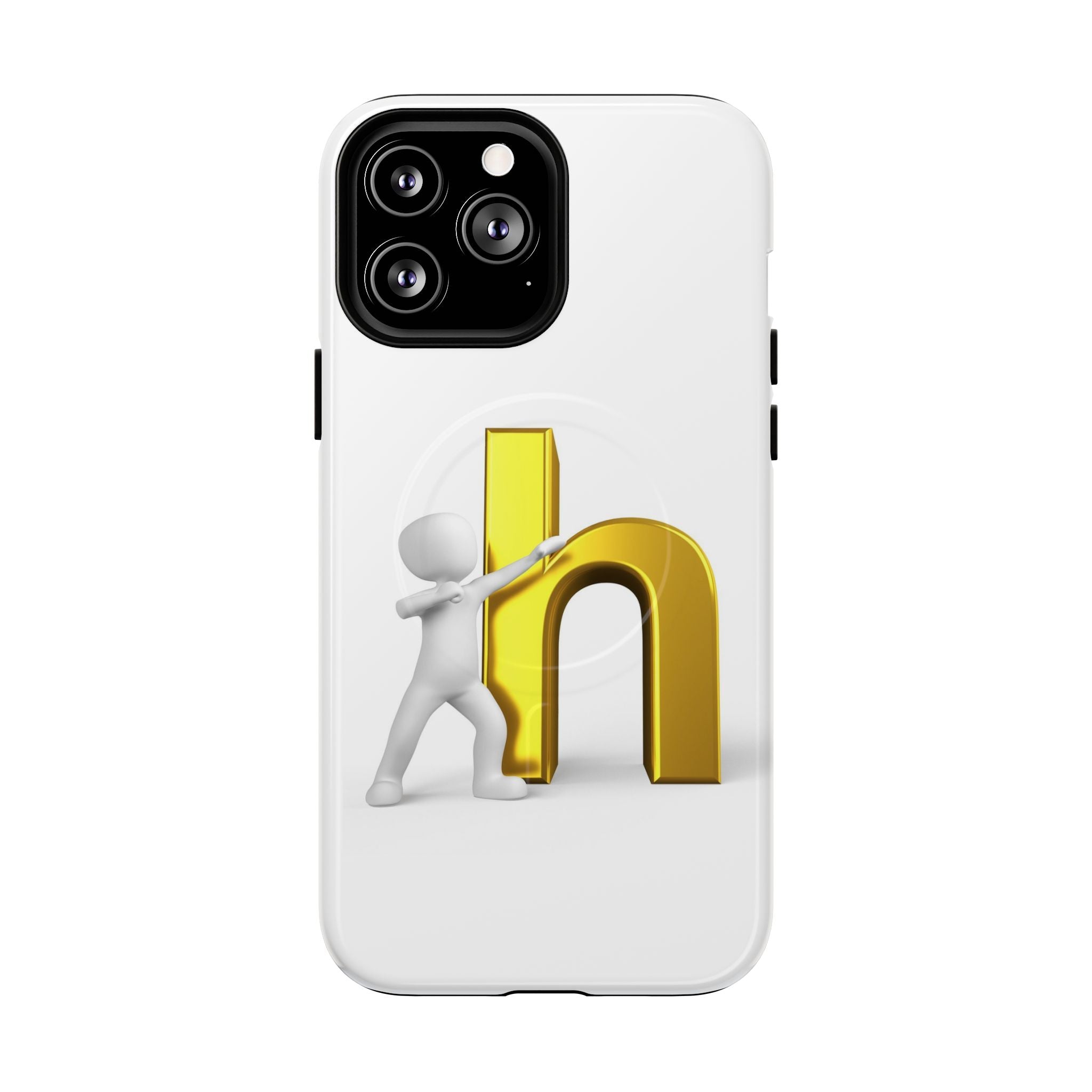 Coque de téléphone 3D avec lettre H dorée poussée | Coque magnétique robuste