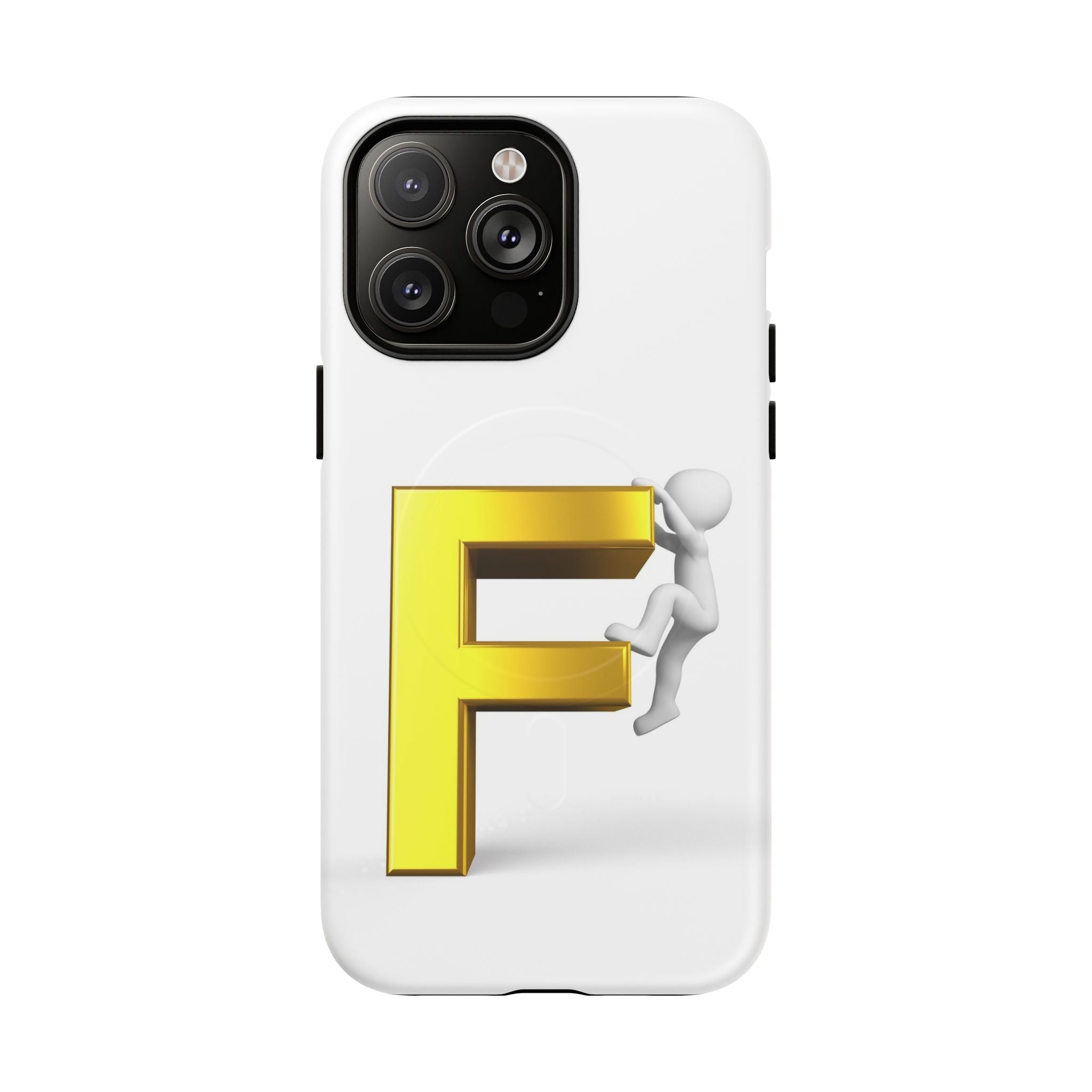 3D Gold Letter F Climber Phone Case | Magnetic Tough Case